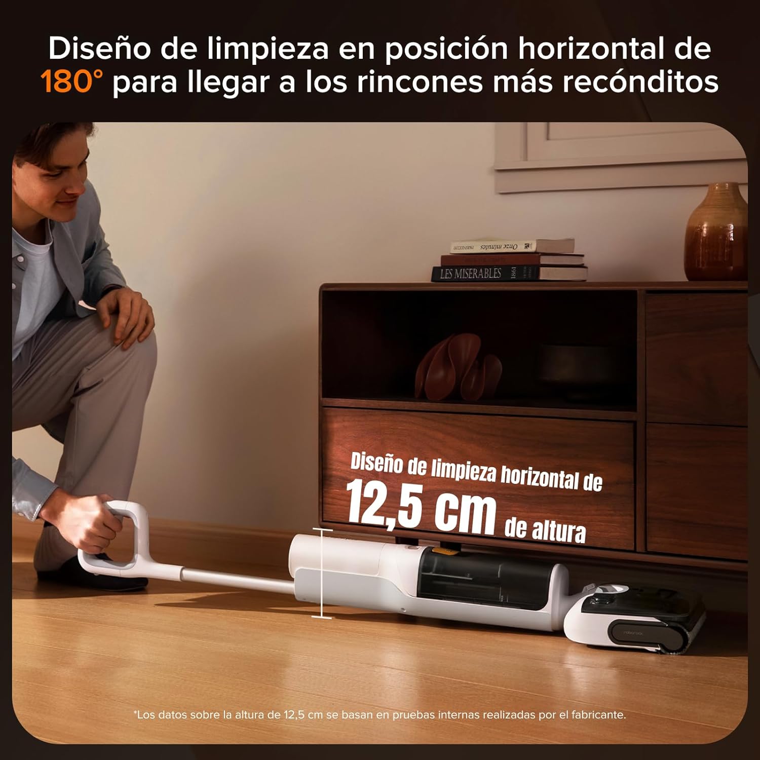 roborock F25 GT Aspiradora en Seco y Húmedo, Aspiradora-Fregona Sin Cable de 20.000 Pa, Autolimpieza a 90 °C y Secado, Limpieza de Bordes, Diseño Plano de 180°, Compacta (12,5 cm), Ligera - 5