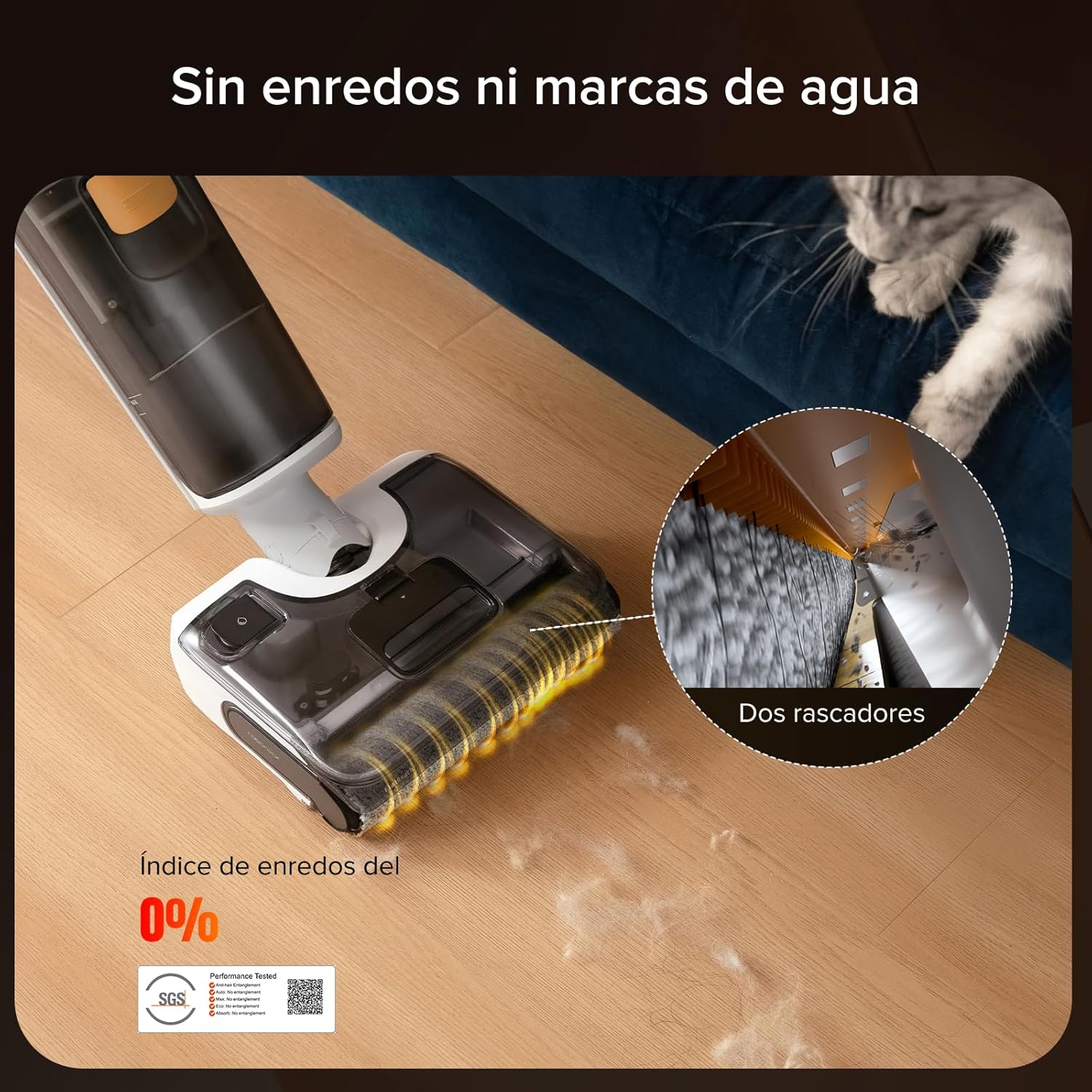 roborock F25 GT Aspiradora en Seco y Húmedo, Aspiradora-Fregona Sin Cable de 20.000 Pa, Autolimpieza a 90 °C y Secado, Limpieza de Bordes, Diseño Plano de 180°, Compacta (12,5 cm), Ligera - 6