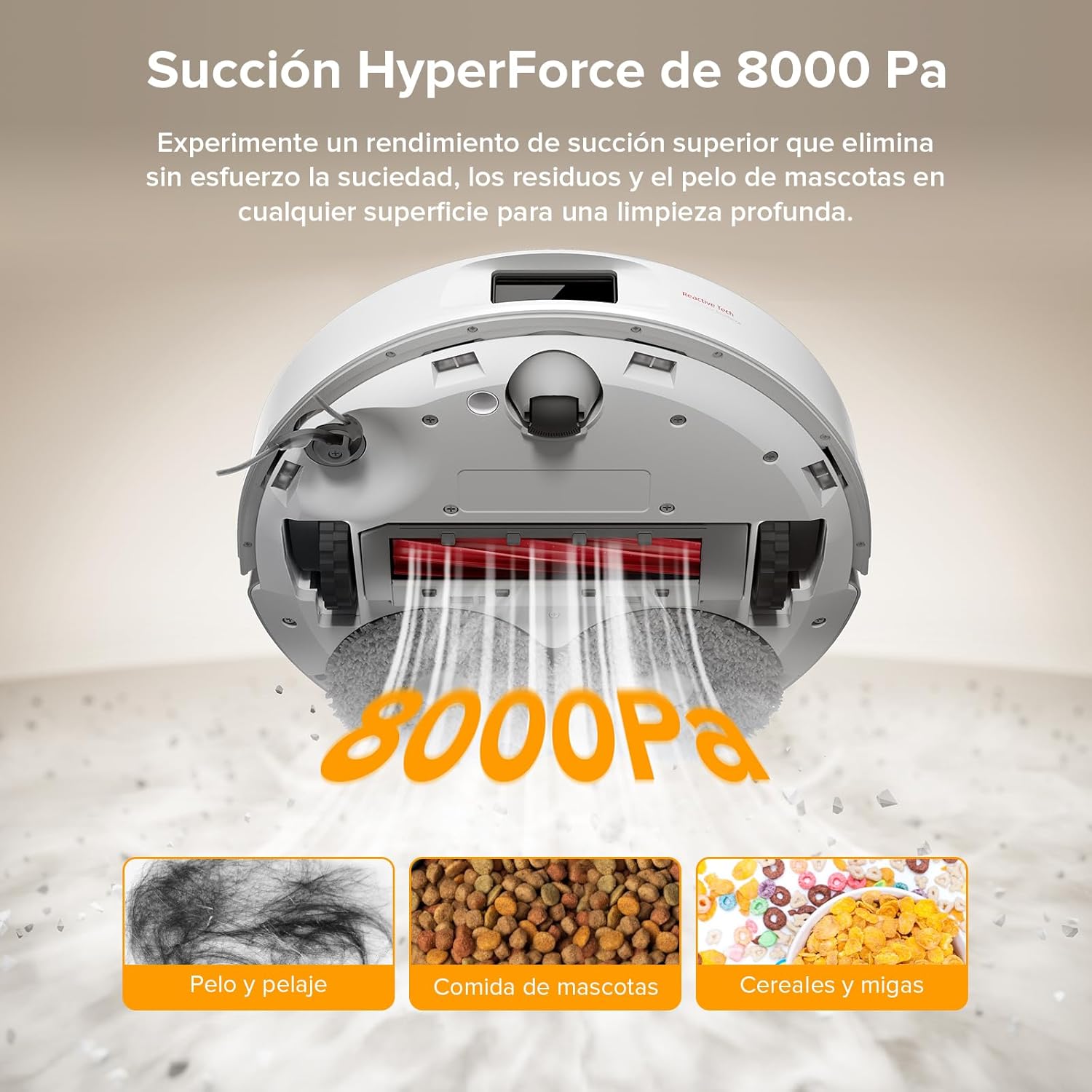 roborock Robot Aspirador QV 35A Set, 8000Pa de succión, Dos mopas giratorias elevables, cepillos antienredos, tecnología reactiva para Evitar obstáculos, navegación y mapeo,Blanco - 2