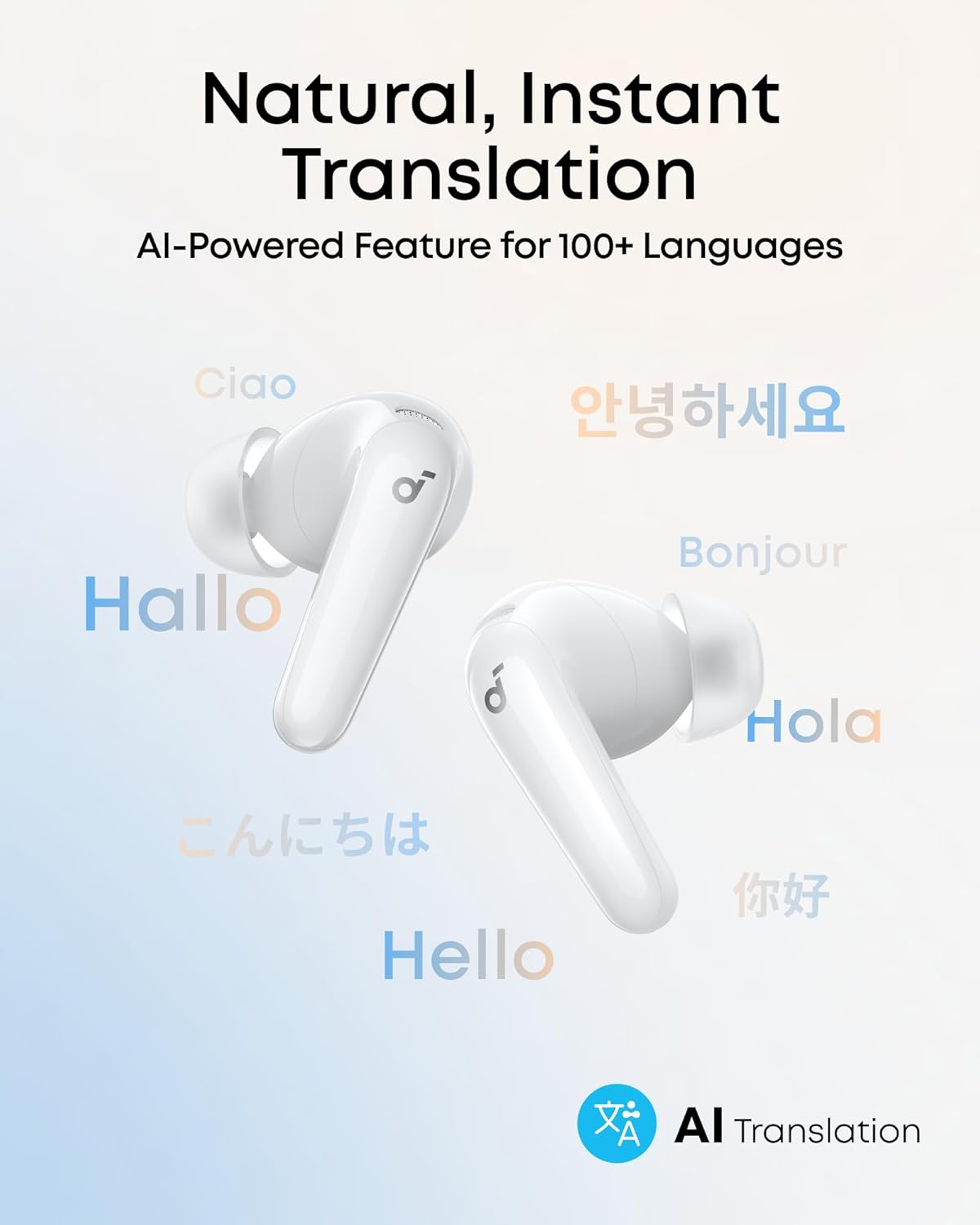 soundcore P31i Auriculares Inalámbricos Bluetooth de Anker, Cancelación de Ruido en Tiempo Real, Auriculares Traductores, Sonido de Alta Resolución LDAC, 50h de Uso, Carga Rápida, Audio Espacial, IP55 - 3