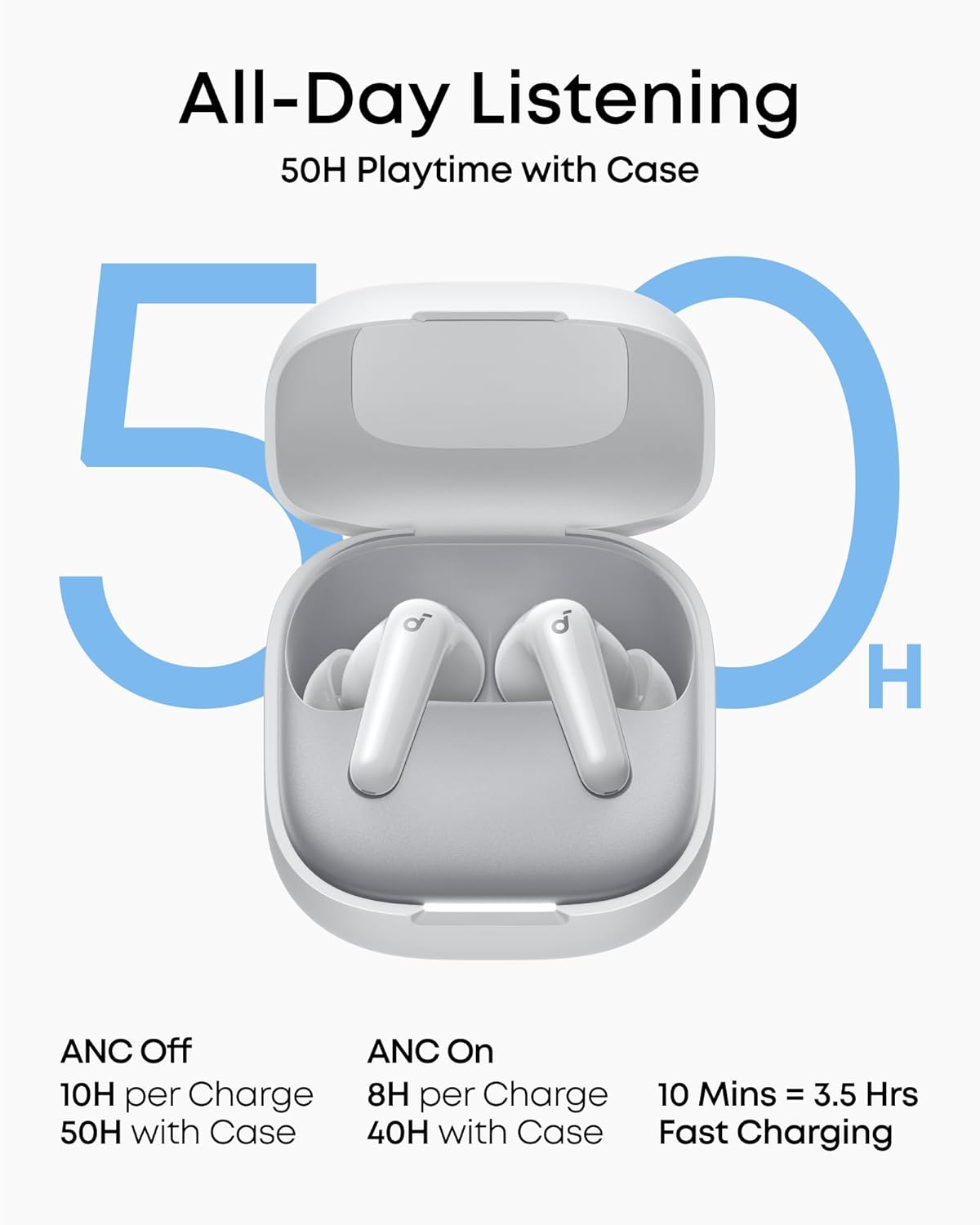 soundcore P31i Auriculares Inalámbricos Bluetooth de Anker, Cancelación de Ruido en Tiempo Real, Auriculares Traductores, Sonido de Alta Resolución LDAC, 50h de Uso, Carga Rápida, Audio Espacial, IP55 - 4