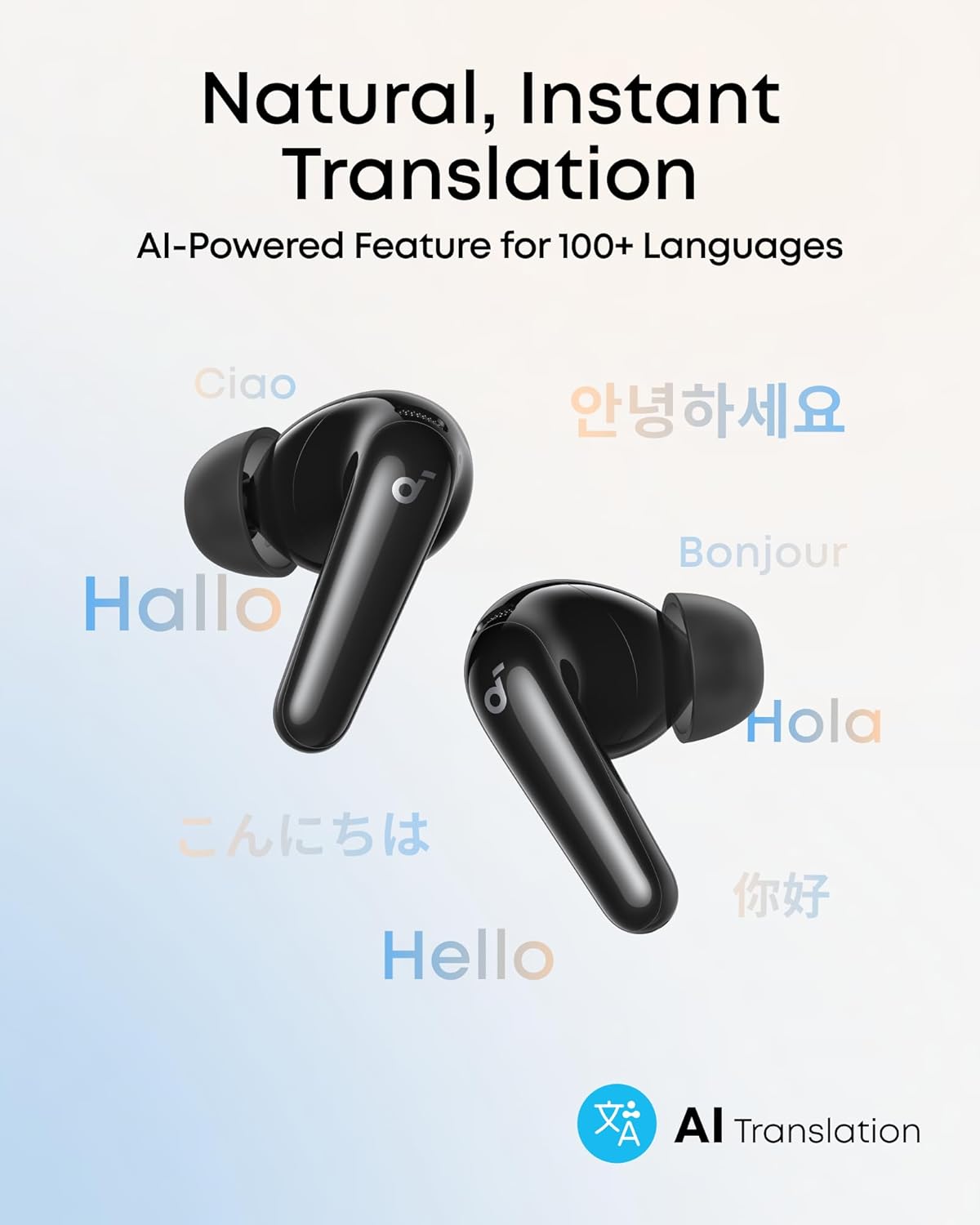soundcore P31i Auriculares Inalámbricos Bluetooth de Anker, Cancelación de Ruido en Tiempo Real, Auriculares Traductores, Sonido de Alta Resolución LDAC, 50h de Uso, Carga Rápida, Audio Espacial, IP55 - 4