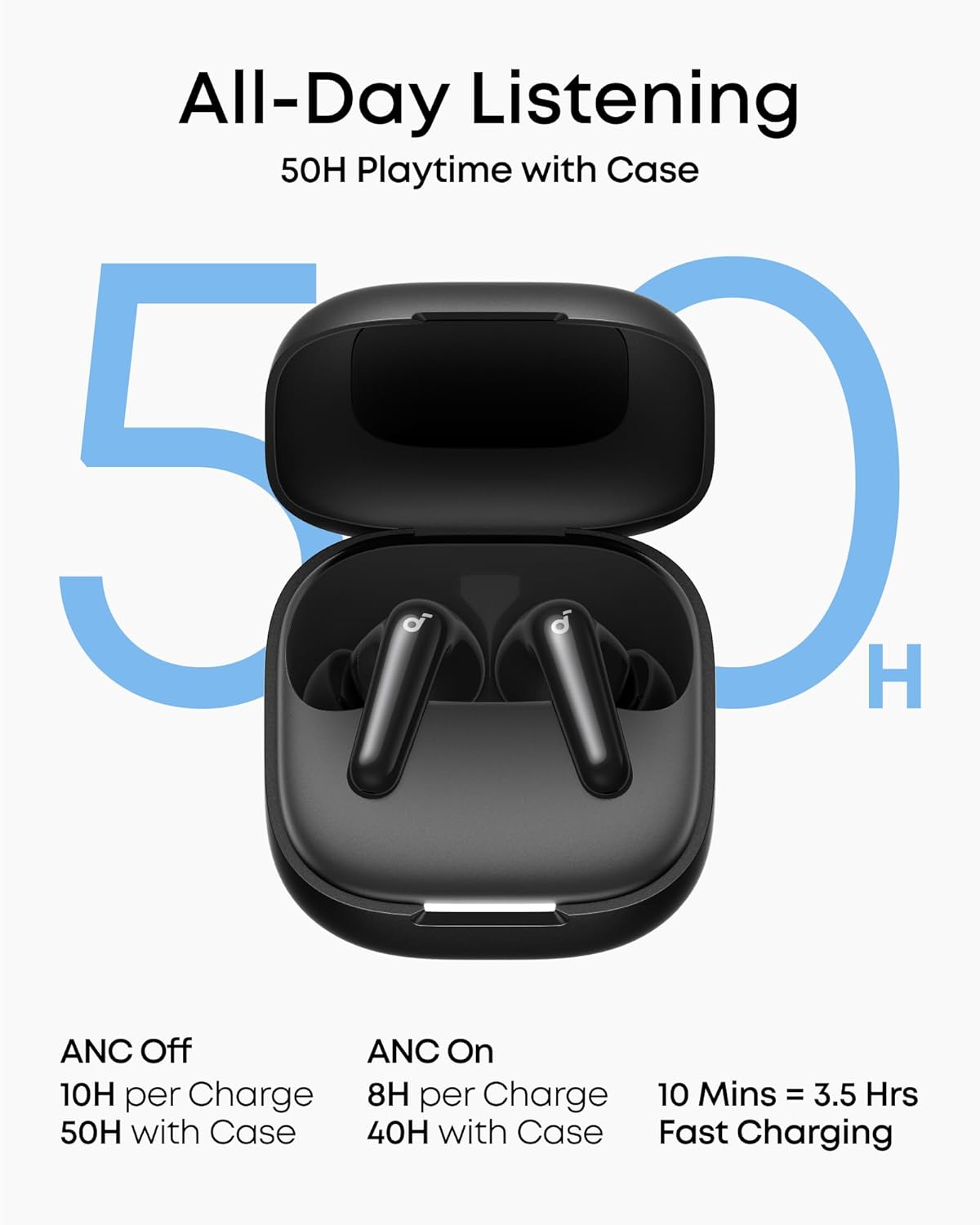 soundcore P31i Auriculares Inalámbricos Bluetooth de Anker, Cancelación de Ruido en Tiempo Real, Auriculares Traductores, Sonido de Alta Resolución LDAC, 50h de Uso, Carga Rápida, Audio Espacial, IP55 - 5