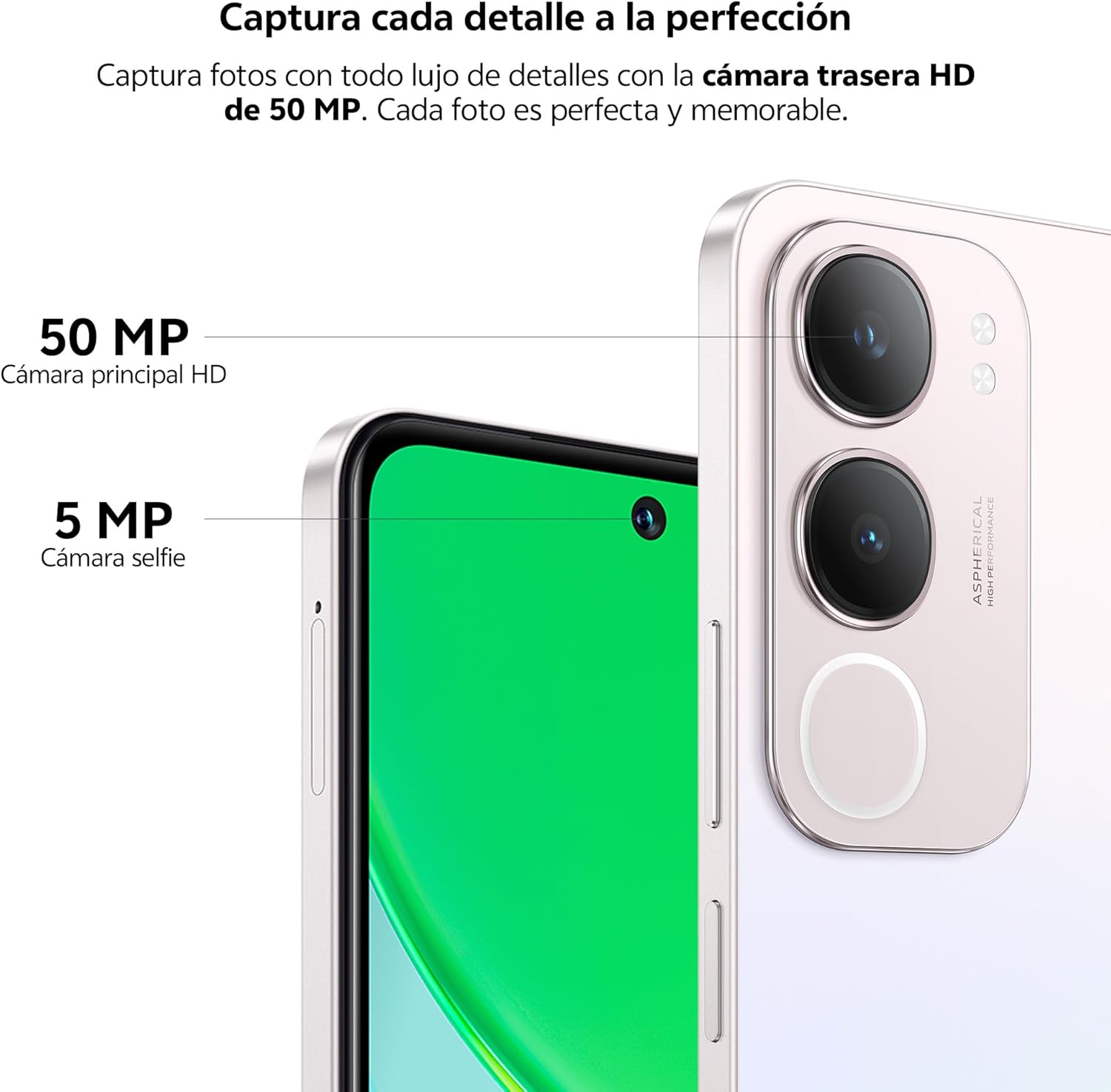 vivo Y19s, Smartphone 6+6GB RAM Extendida, 128GB ROM, Cámara principal de 50 MP, Luz dinámica, Pantalla superbrillante 6,68”, Batería de 5150 mAh, FlashCharge 44W, IP64, Dual SIM, Móvil Android, Plata - 4