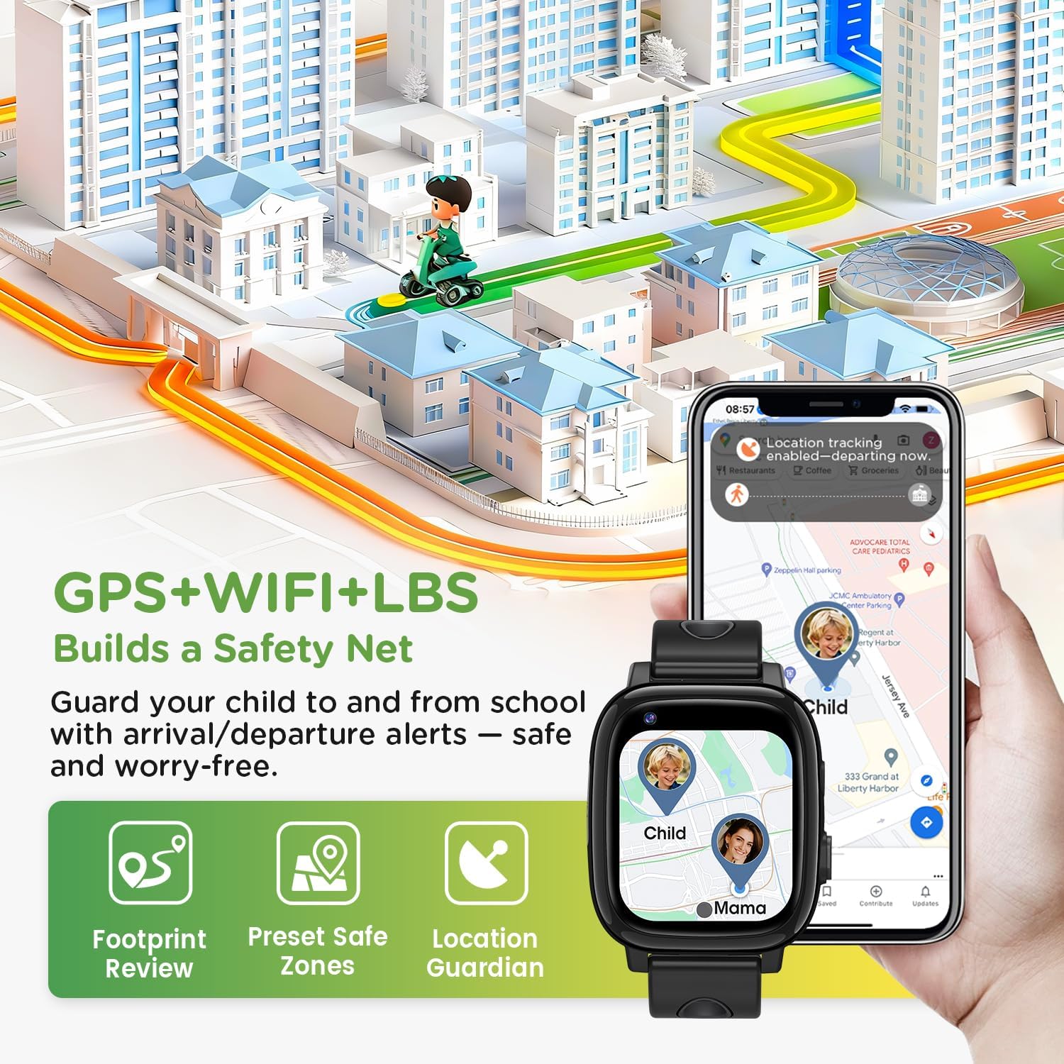 2026 Nuevo 4G Reloj Inteligente Niño con Videollamada & GPS, SOS, Chat de Voz, IP68 Impermeable, Modo Escuela, Podómetro, Despertador, Flashcard, Regalo para Niños Niñas de 4 a 15 Años, Negro - 4