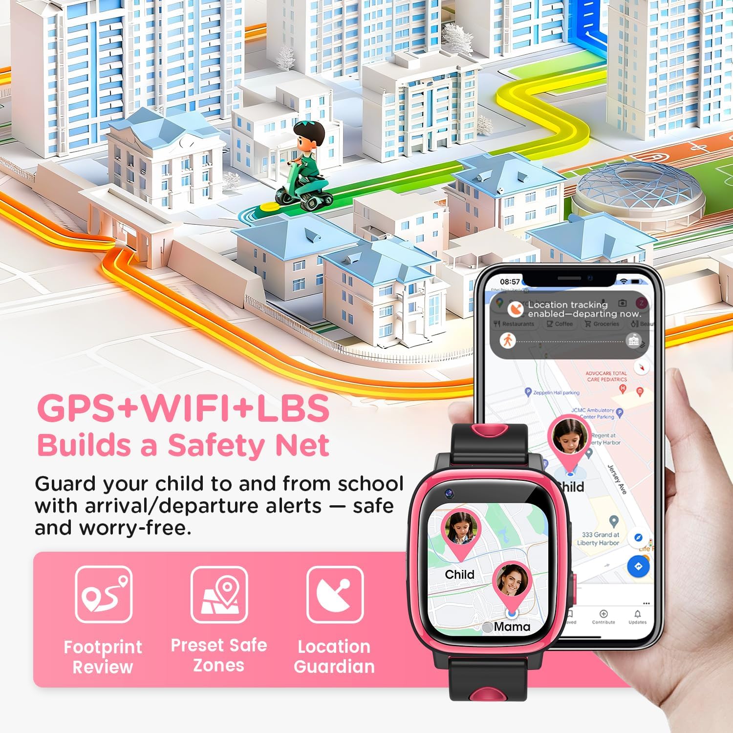 2026 Nuevo 4G Reloj Inteligente Niño con Videollamada & GPS, SOS, Chat de Voz, IP68 Impermeable, Modo Escuela, Podómetro, Despertador, Flashcard, Regalo para Niños y Niñas de 4 a 15 Años Rojo - 4