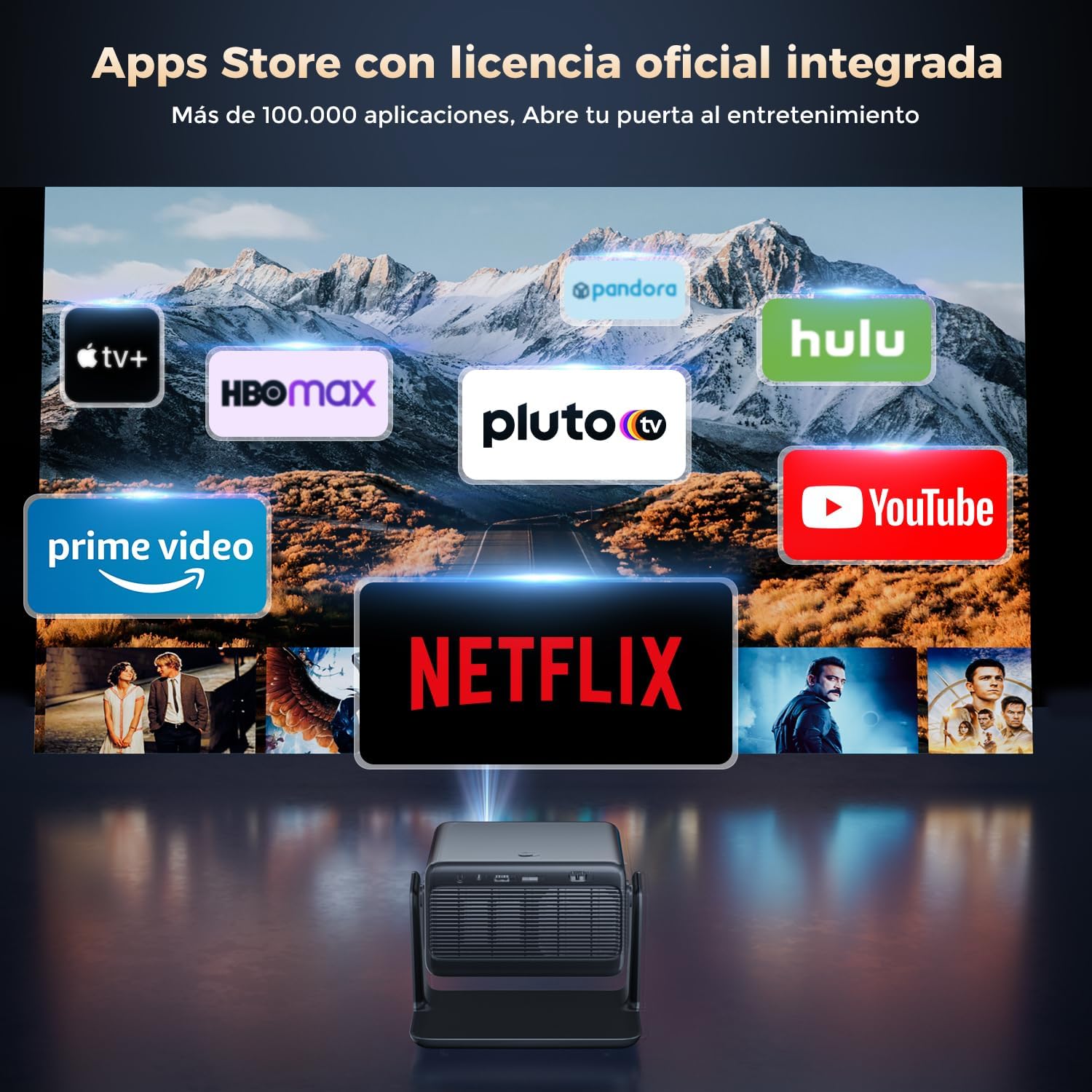 30000 Lúmenes Proyector Supported WiFi Bluetooth, AMEELA 1080P Videoproyector Compatible con Netflix/Youtube/PrimeVideo, 100,000+ Apps Compatible con iOS/Android - 2
