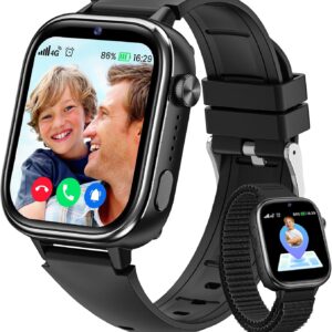 4G Reloj Inteligente Niño, Smartwatch Niños con GPS y Llamadas, Videollamadas, Chat de Voz, SOS, Modo Escuela, Podómetro, Despertador, Juegos, Reloj Inteligente Regalo Niñas y Niños, Negro