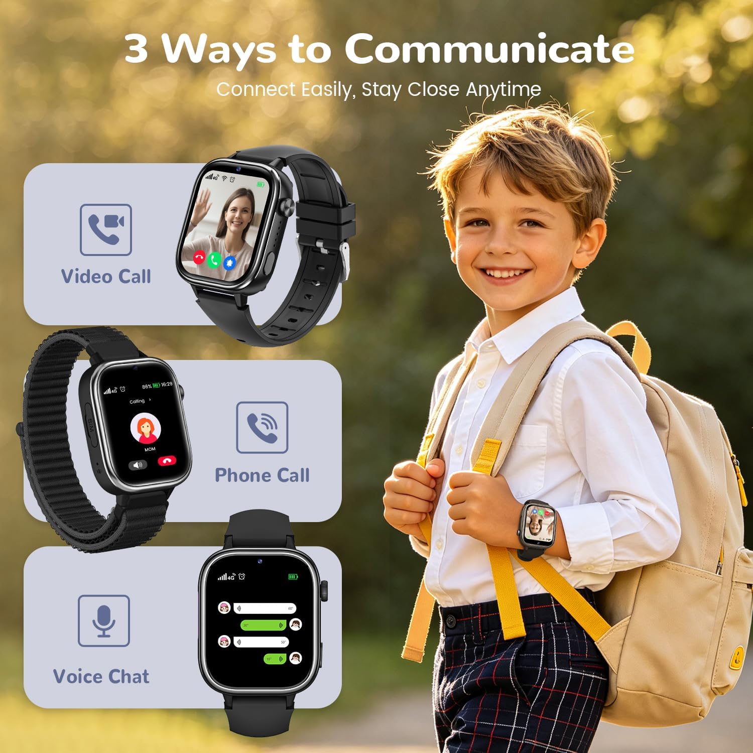 4G Reloj Inteligente Niños con GPS y Videollamada, Smartwatch Niños con Llamadas, Chat de Voz, SOS, Modo Escuela, IP68 Impermeable, Podómetro, Despertador, Cámara, Regalo Niñas y Niños de 4-15, Negro - 2