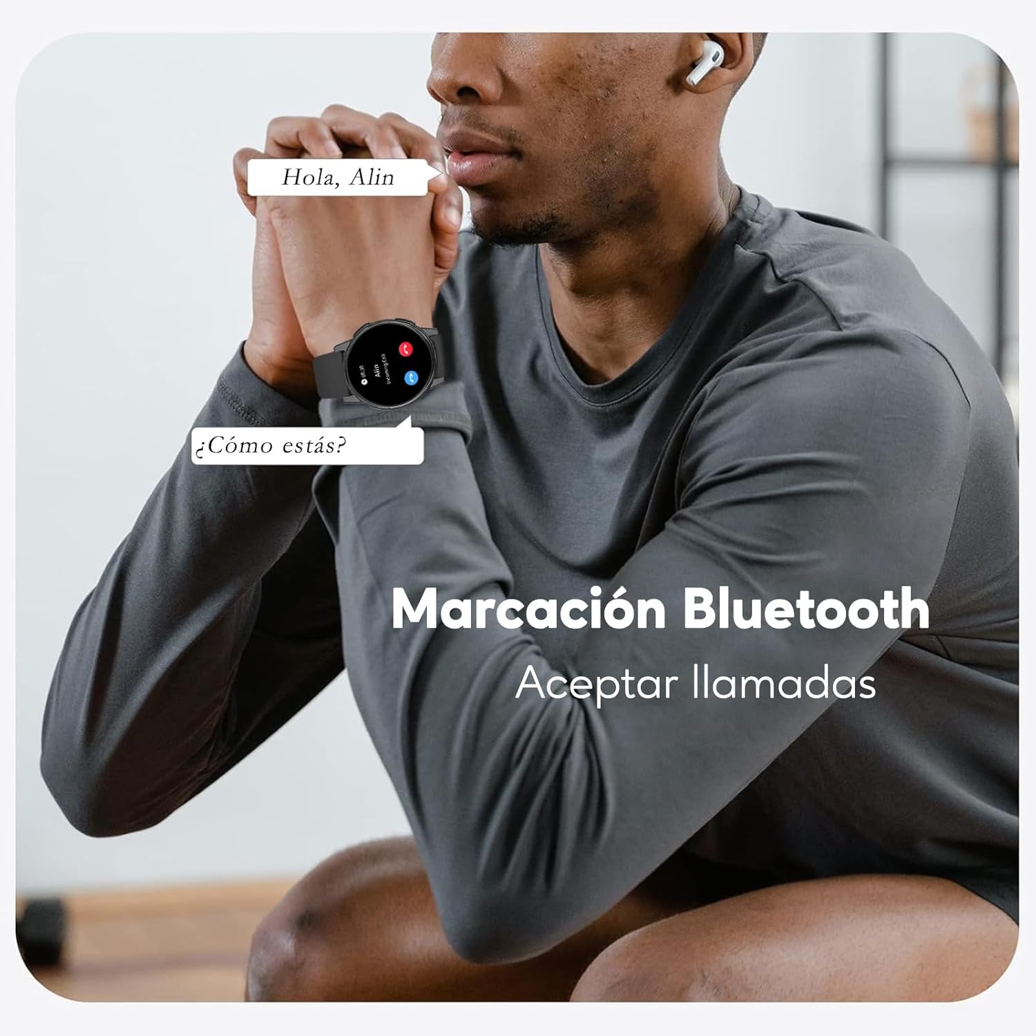 AcclaFit Reloj Inteligente Hombre Mujer con Llamadas Bluetooth, Smartwatch Esfera Redonda 1,38" con 147+ Modos Deportivos, Pulsómetro, Monitor de Sueño, IP68 Impermeable, Compatible con Android iOS - 5