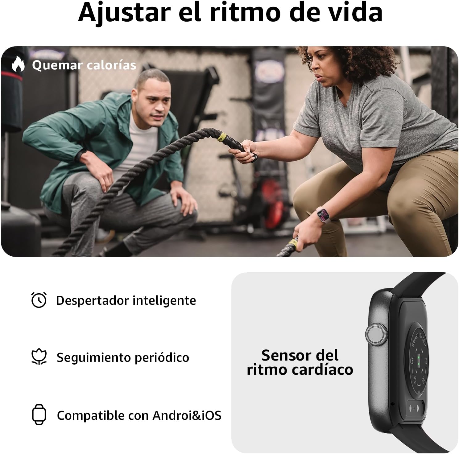 AcclaFit Reloj Inteligente Mujer Hombre, 1.85" Smartwatch con Llamadas Bluetooth, 140+ Modos Deportivos con SpO2/Pulsómetro/Monitor de Sueño/Podómetro, Impermeable IP68 para Android iOS - 5