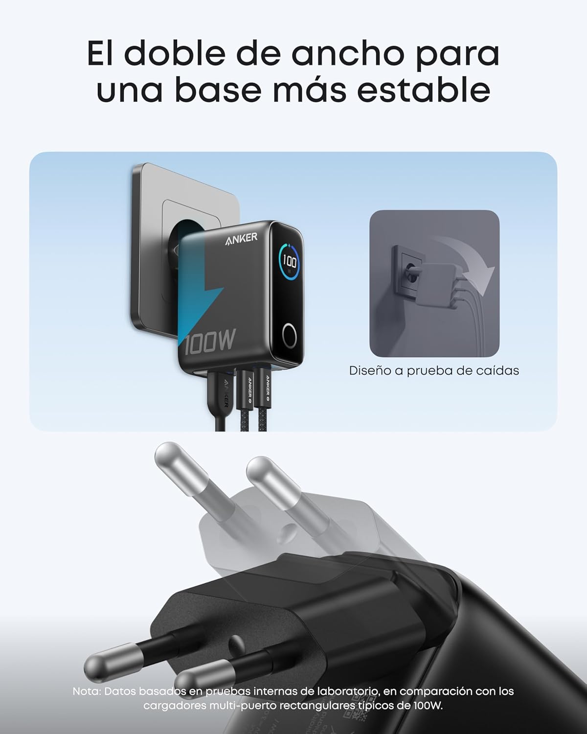 Anker Cargador USB C 100 W, Cargador de Pared GAN Compacto de 3 Puertos, Pantalla Inteligente, Control por Toque, Compatible con MacBook, iPad, Series iPhone 17/16/15 - 5