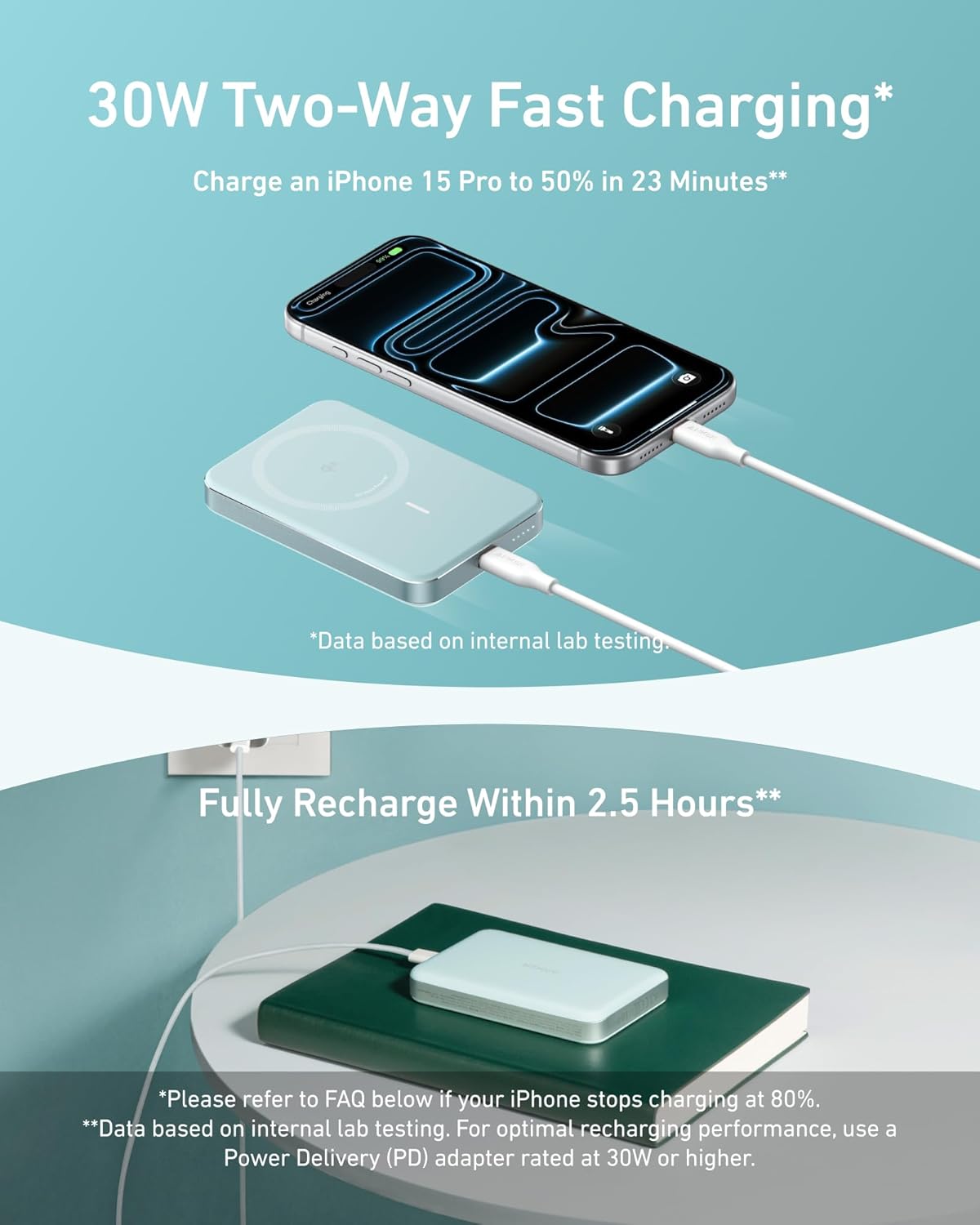 Anker MagGo Power Bank, Batería magnética ultradelgada de 10000 mAh, Certificado Qi2, Cargador Portátil 15 W, Cargador Compatible con MagSafe, diseño ergonómico, Solo para iPhone 15/14/13/12 - 6