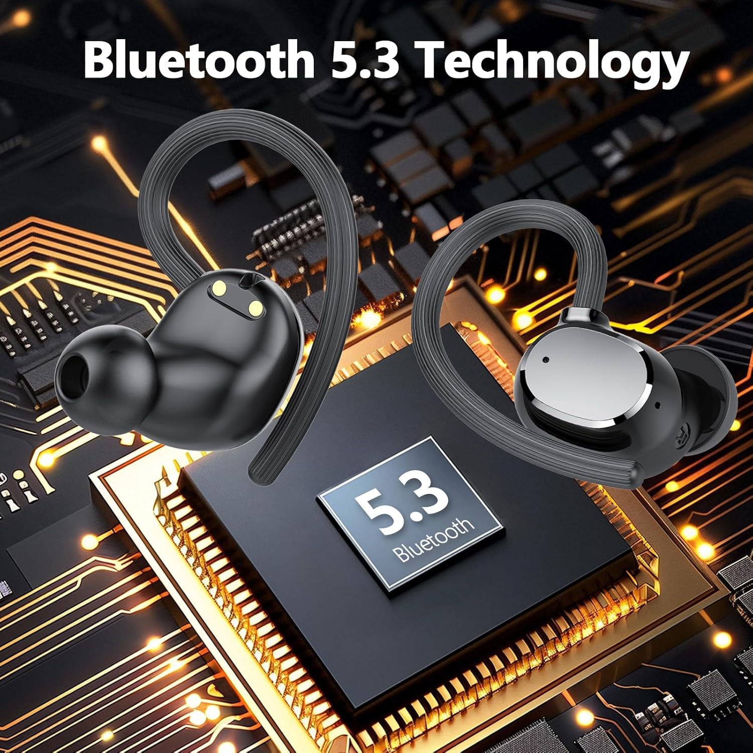 Auriculare Inalámbricos Deportivos, 2026 Nueva Auriculares Bluetooth 5.3 con HD Mic, 128H Cascos Inalambricos Bluetooth con Pantalla LED, IP7 Impermeable, Cancelacion Ruido ENC Auriculares Running - 5