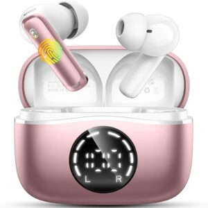 Auriculares Inalambricos Bluetooth, 2026 Cascos Bluetooth 5.4 HiFi Estéreo, 48H Auriculares inalámbricos con 4 ENC Cancelacion Ruido HD Mic, IP7 Impermeable Cascos Carga Rápida Tipo-C /Pantalla LED
