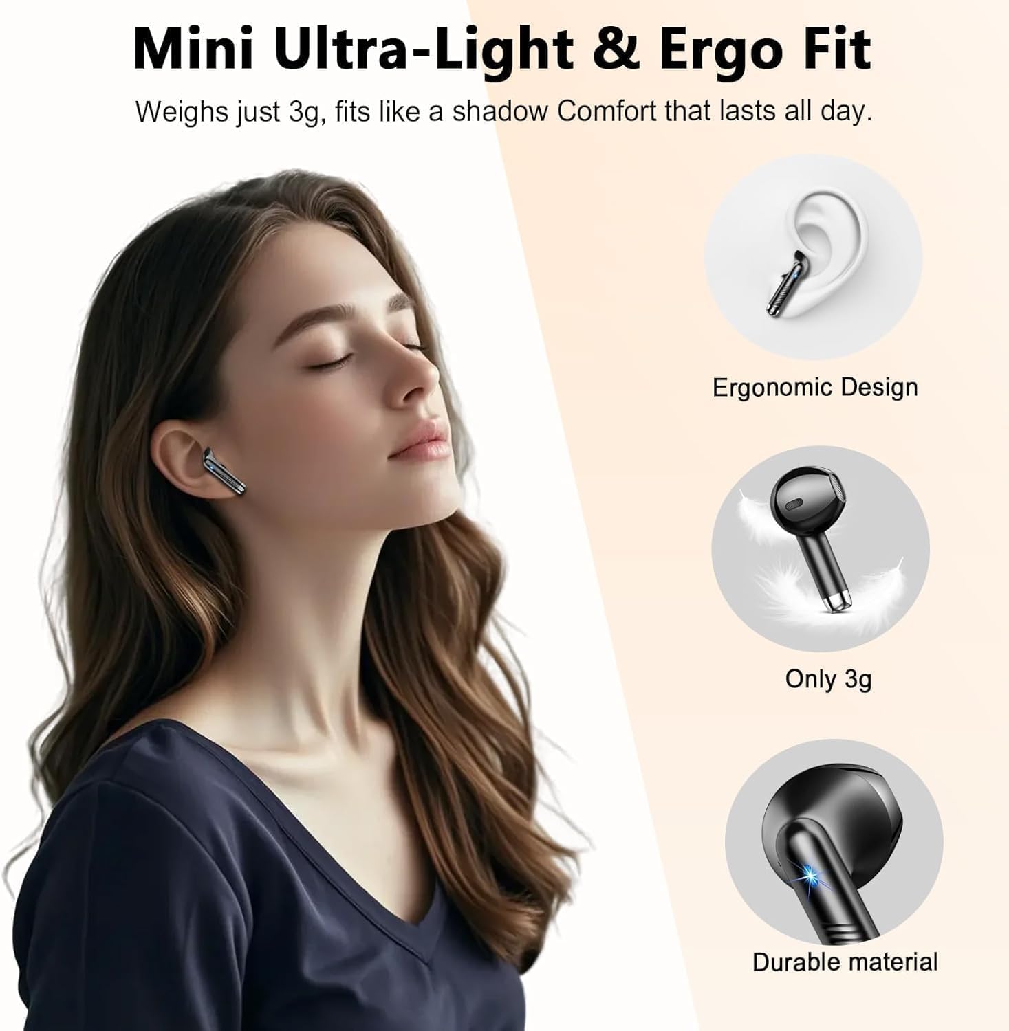 Auriculares Inalámbricos Bluetooth 5.4, 2026 Auriculares Bluetooth con HiFi Estéreo 56H, 4 ENC Mics, Cascos Inalambricos Bluetooth con Reducción de Ruido, USB-C, Control Táctil, IP7 Impermeable/Drsaec - 5