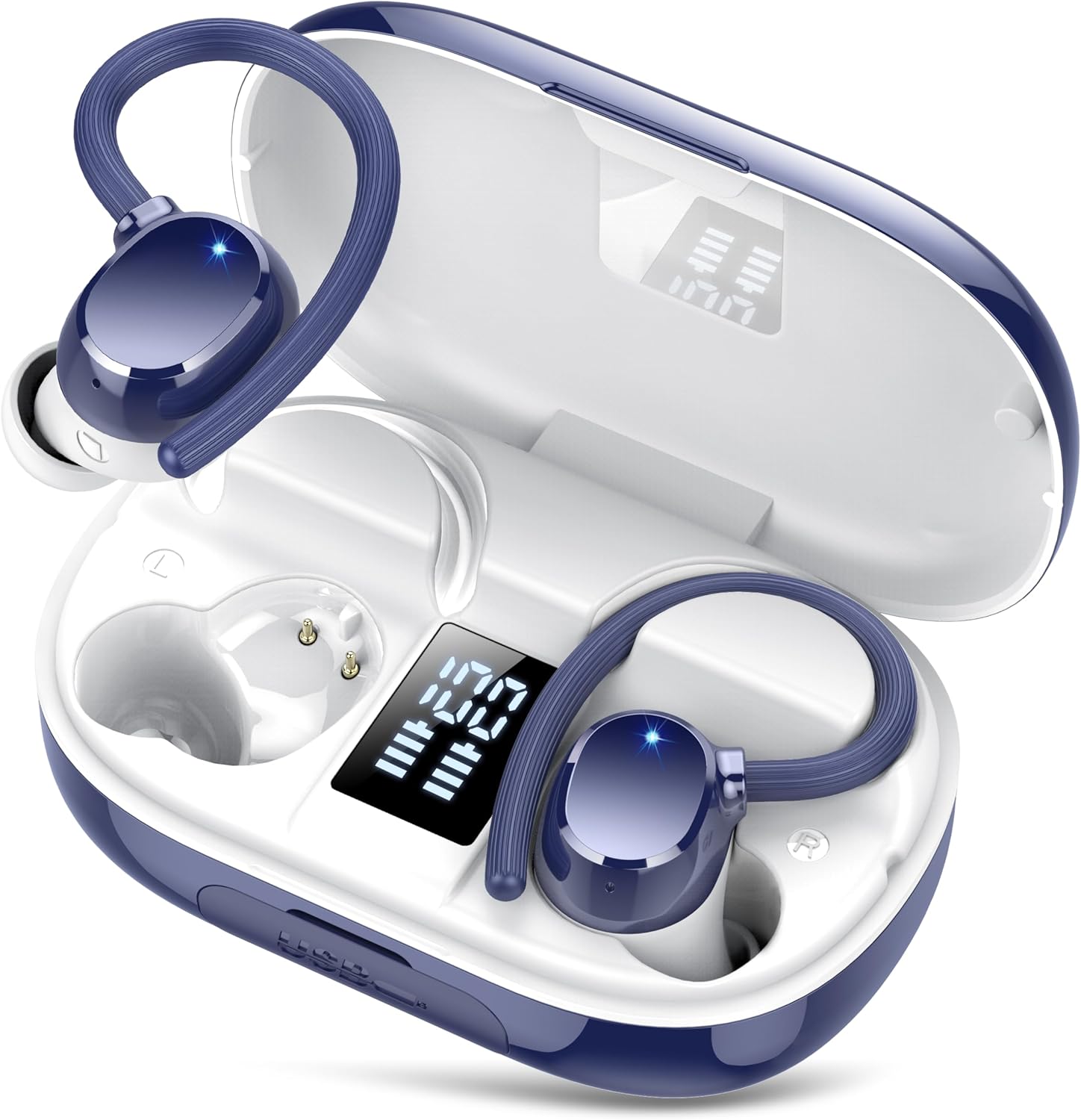 Auriculares Inalambricos Deportivos, 2026 Auriculares Bluetooth 5.3 HiFi Estéreo con Cancelación de Ruido ENC, Reproducción de 128H Pantalla LED Cascos Inalambricos, Control Táctil, IP7 Impermeable - 1