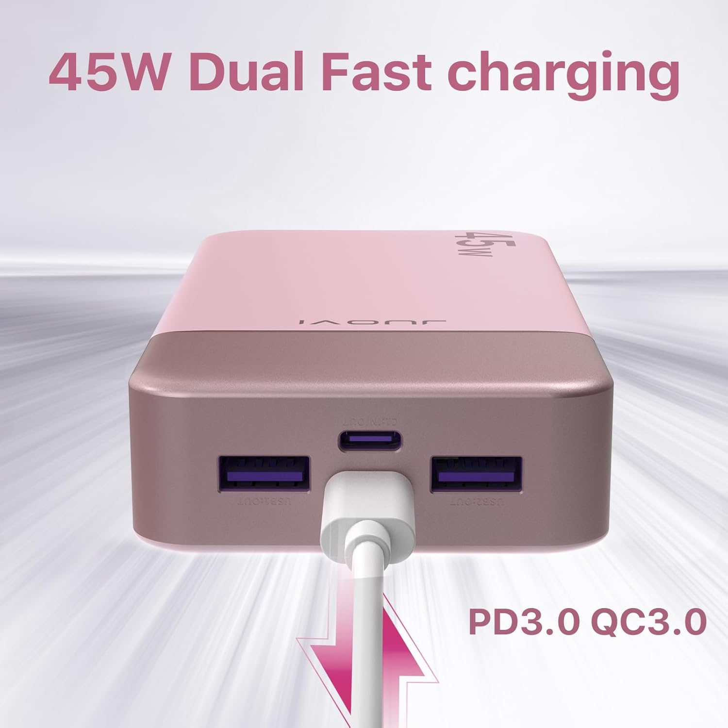 Banco de energía JUOVI Carga rápida, 20000mAh 45W Cargador portátil, Samsung Super Carga rápida con Pantalla LED Cargador de teléfono portátil, USB C Power Bank para MacBook, para iPhone 15 14 13 Pro - 2