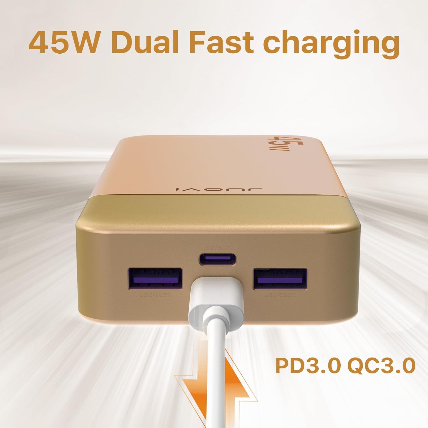 Banco de energía JUOVI Carga rápida, 20000mAh 45W Cargador portátil, Samsung Super Carga rápida con Pantalla LED Cargador de teléfono portátil, USB C Power Bank para MacBook, para iPhone 15 14 13 Pro - 2