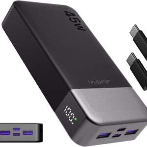 Banco de energía JUOVI Carga rápida, 20000mAh 45W Cargador portátil, Samsung Super Carga rápida con Pantalla LED Cargador de teléfono portátil, USB C Power Bank para MacBook, para iPhone 15 14 13 Pro
