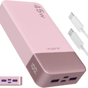 Banco de energía JUOVI Carga rápida, 20000mAh 45W Cargador portátil, Samsung Super Carga rápida con Pantalla LED Cargador de teléfono portátil, USB C Power Bank para MacBook, para iPhone 15 14 13 Pro