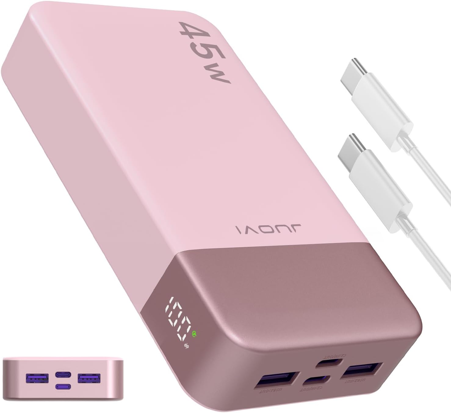 Banco de energía JUOVI Carga rápida, 20000mAh 45W Cargador portátil, Samsung Super Carga rápida con Pantalla LED Cargador de teléfono portátil, USB C Power Bank para MacBook, para iPhone 15 14 13 Pro - 1