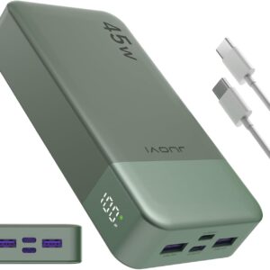 Banco de energía JUOVI Carga rápida, 20000mAh 45W Cargador portátil, Samsung Super Carga rápida con Pantalla LED Cargador de teléfono portátil, USB C Power Bank para MacBook, para iPhone 15 14 13 Pro