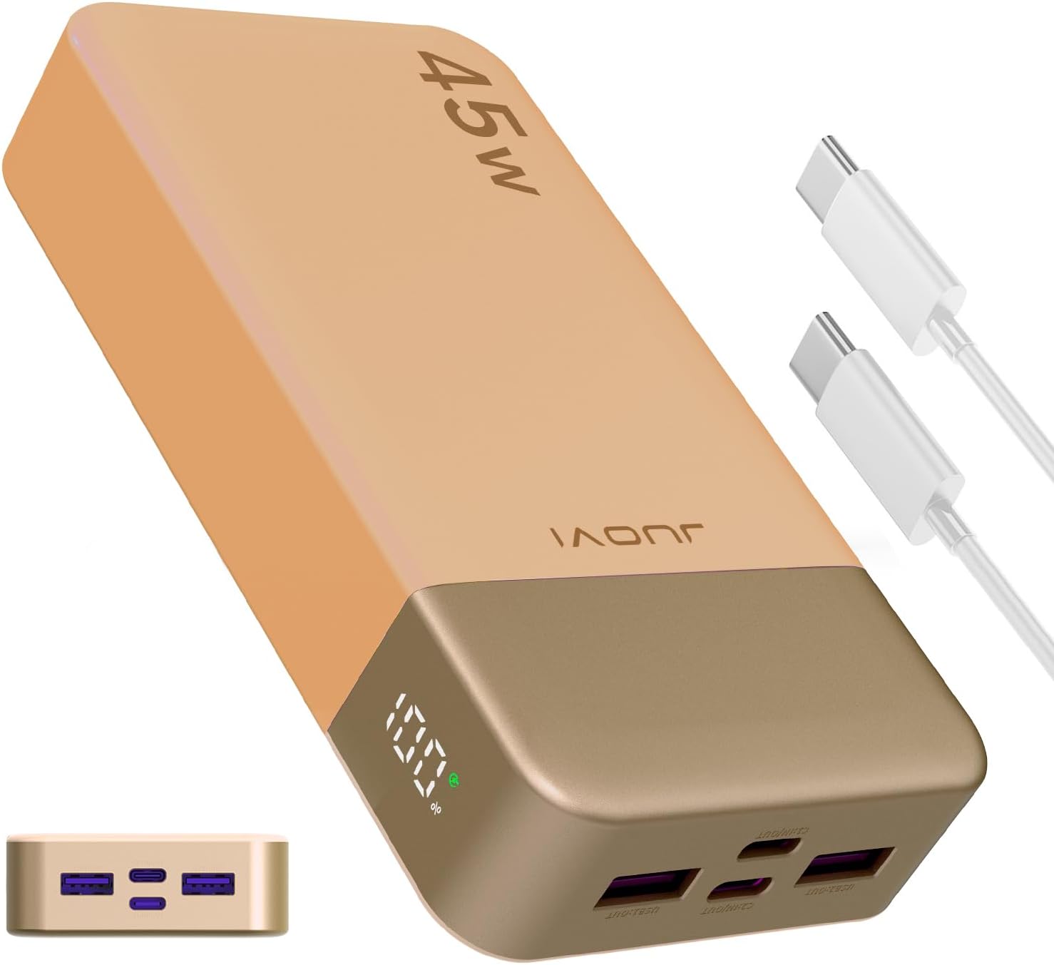 Banco de energía JUOVI Carga rápida, 20000mAh 45W Cargador portátil, Samsung Super Carga rápida con Pantalla LED Cargador de teléfono portátil, USB C Power Bank para MacBook, para iPhone 15 14 13 Pro - 1