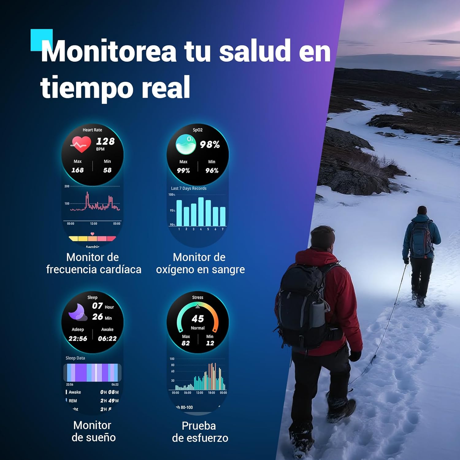 Blackview Reloj Inteligente Hombre con Linterna y Brújula, 1,45" Smartwatch con Llamadas Bluetooth, Pulsómetro, Oxímetro, Monitor de Sueño, Podómetro, 100+ Modos Deportivos, Batería Grande de 960 mAh - 5
