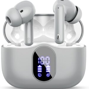 Btootos Auriculares Inalámbricos, Bluetooth 5.3 con HD Micrófono HiFi Estéreo Pantalla LED, Reducción de Ruido, 13 mm Controlador dinámico, IP7 Impermeable 36H Cascos Inalambricos
