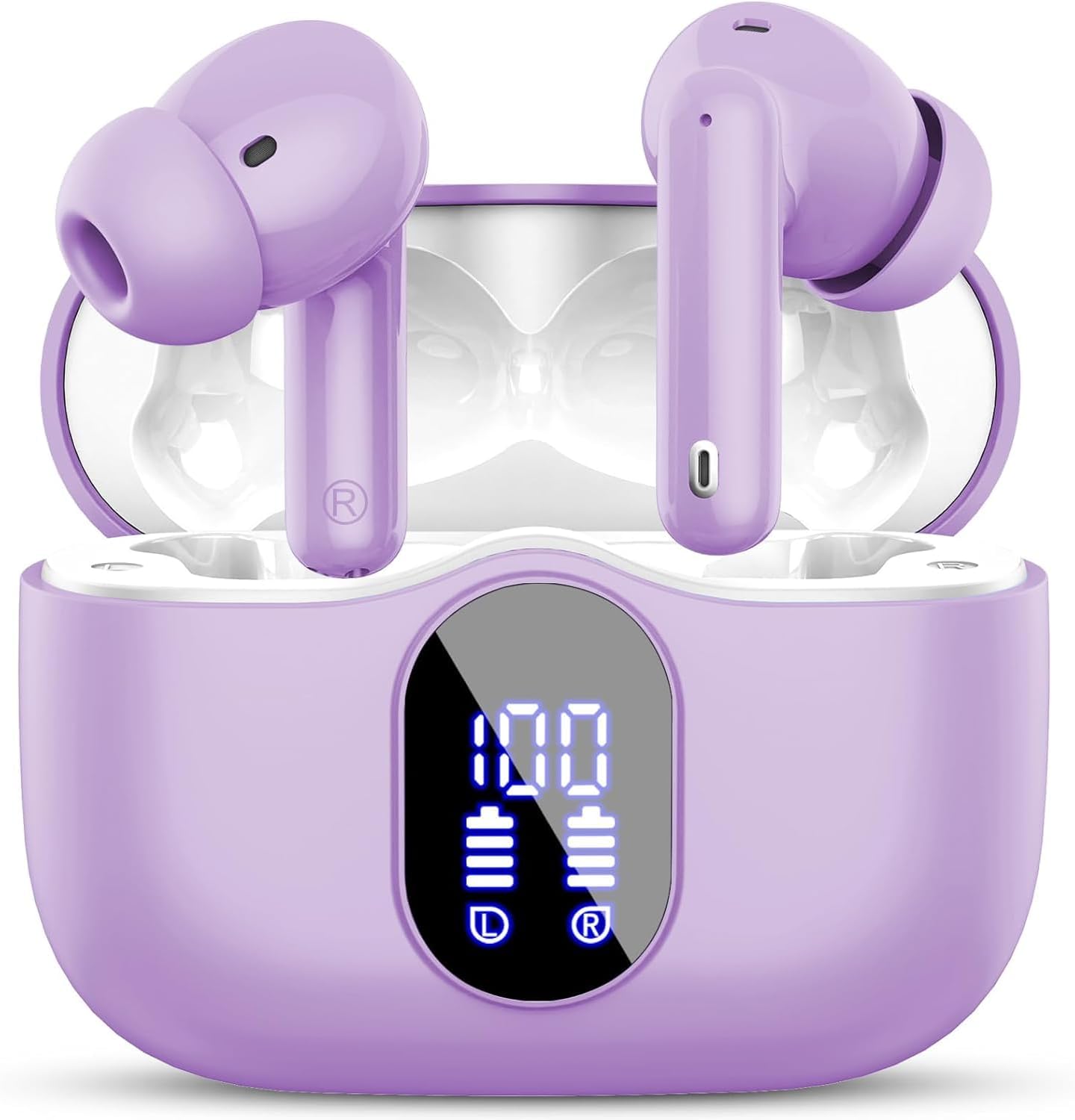 Btootos Auriculares Inalámbricos, Bluetooth 5.3 con HD Micrófono HiFi Estéreo Pantalla LED, Reducción de Ruido, 13 mm Controlador dinámico, IP7 Impermeable 36H Cascos Inalambricos - 1