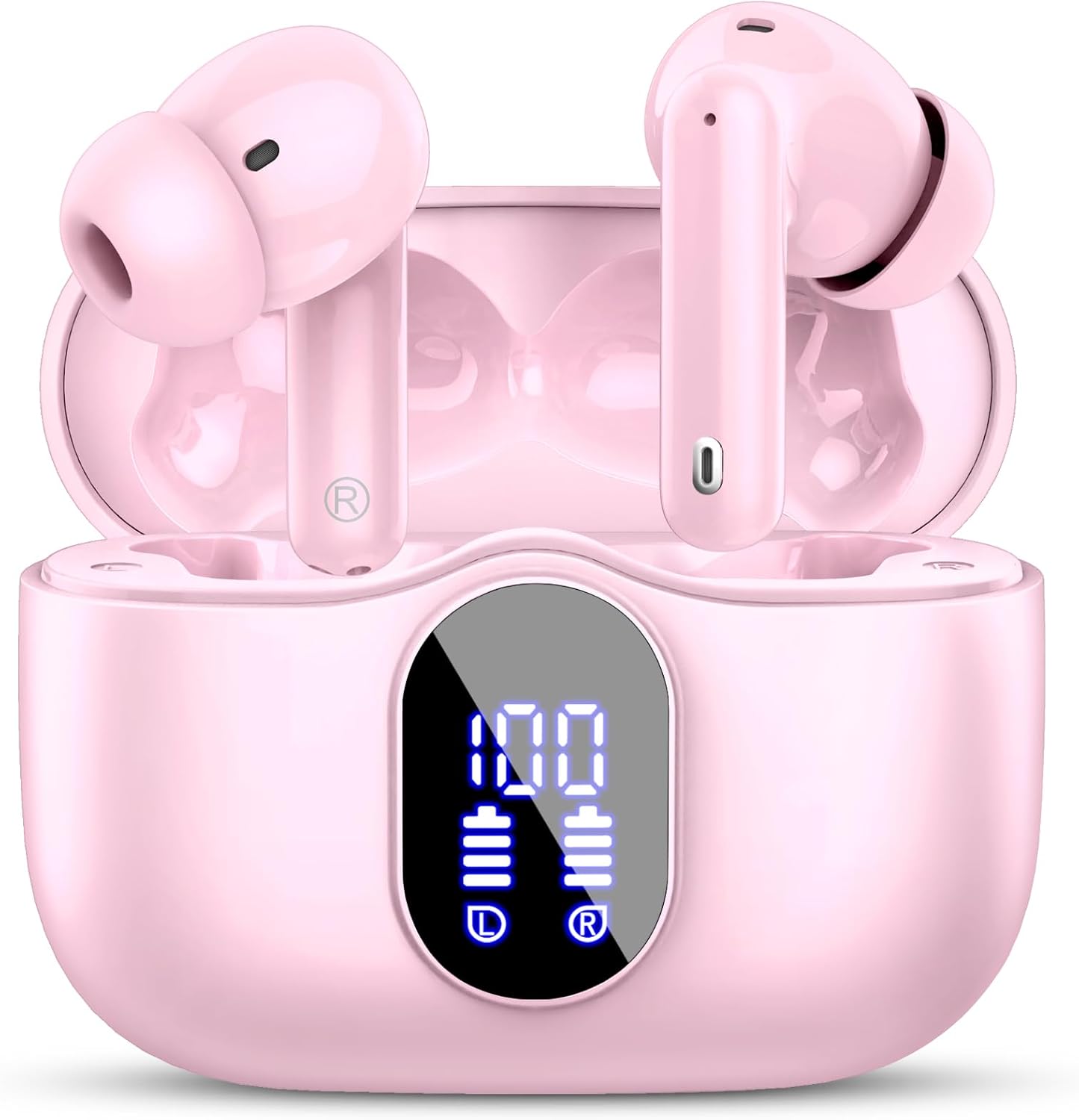 Btootos Auriculares Inalámbricos, Bluetooth 5.3 con HD Micrófono HiFi Estéreo Pantalla LED, Reducción de Ruido, 13 mm Controlador dinámico, IP7 Impermeable 36H Cascos Inalambricos - 1