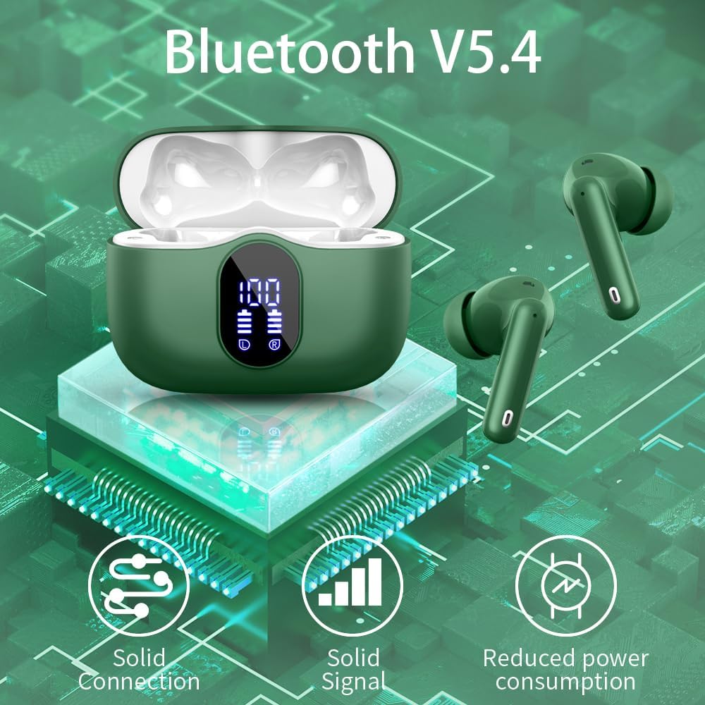 Btootos Auriculares Inalámbricos, Bluetooth 5.3 con HD Micrófono HiFi Estéreo Pantalla LED, Reducción de Ruido, 13 mm Controlador dinámico, IP7 Impermeable 36H Cascos Inalambricos - 2