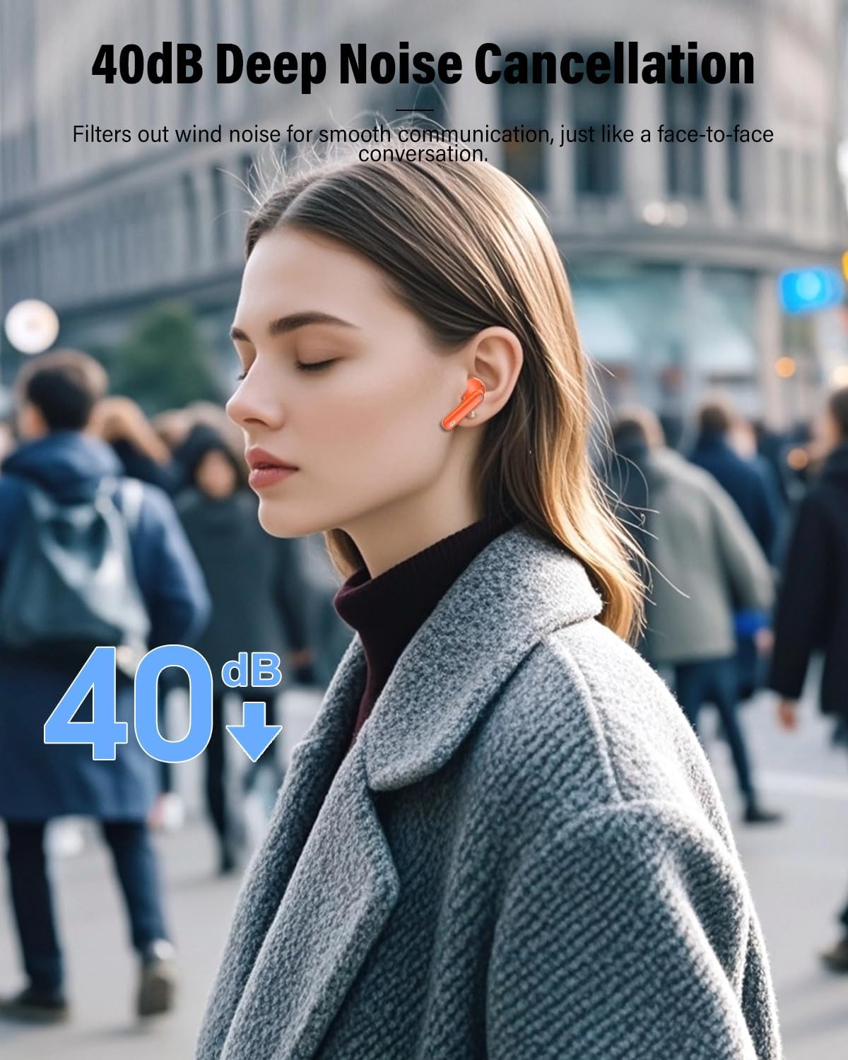 Btootos Auriculares Inalámbricos, Bluetooth 5.3 con HD Micrófono HiFi Estéreo Pantalla LED, Reducción de Ruido, 13 mm Controlador dinámico, IP7 Impermeable 36H Cascos Inalambricos - 3