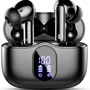 Btootos Auriculares Inalámbricos, Bluetooth 5.3 con HD Micrófono HiFi Estéreo Pantalla LED, Reducción de Ruido, 13 mm Controlador dinámico, IP7 Impermeable 36H Cascos Inalambricos