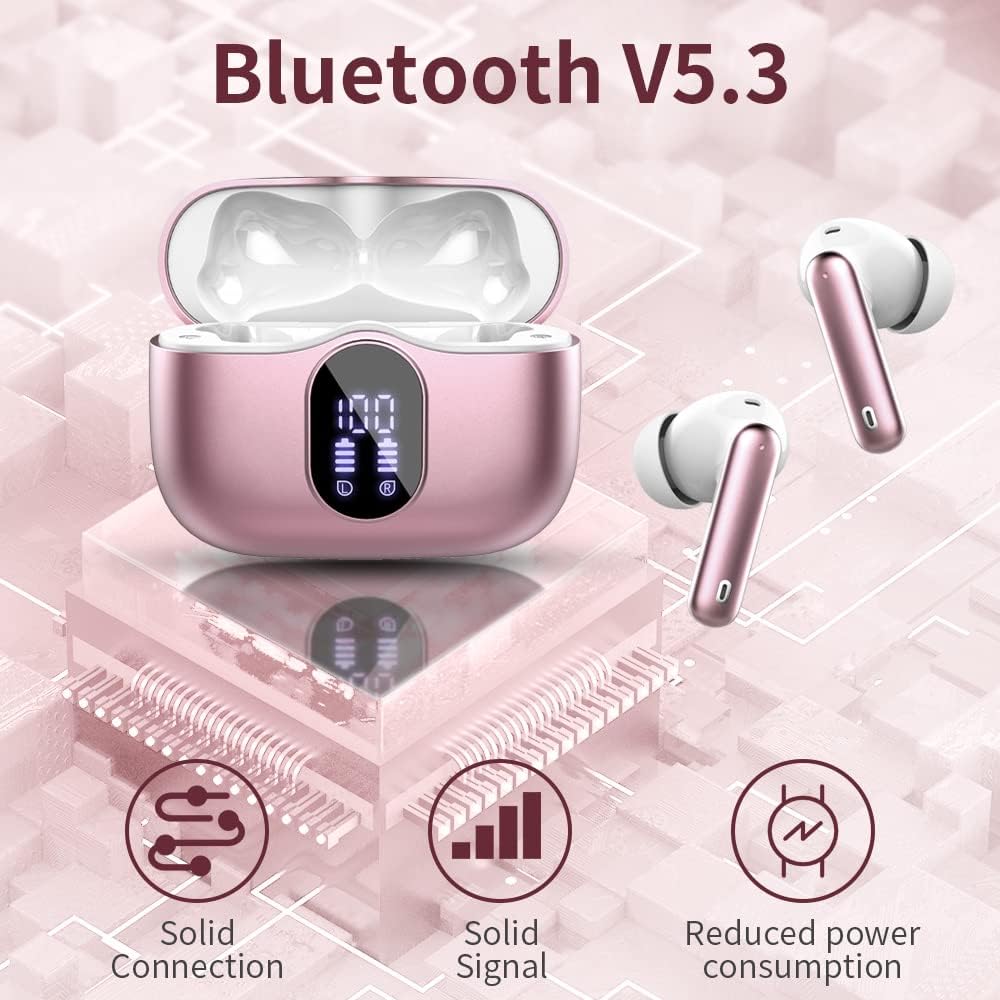 Btootos Auriculares Inalámbricos, Bluetooth 5.3 con HD Micrófono HiFi Estéreo Pantalla LED, Reducción de Ruido, 13 mm Controlador dinámico, IP7 Impermeable 36H Cascos Inalambricos - 4