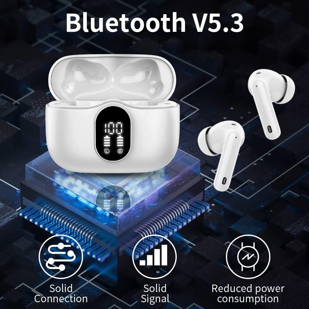 Btootos Auriculares Inalámbricos, Bluetooth 5.3 con HD Micrófono HiFi Estéreo Pantalla LED, Reducción de Ruido, 13 mm Controlador dinámico, IP7 Impermeable 36H Cascos Inalambricos - 4