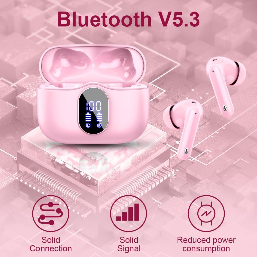 Btootos Auriculares Inalámbricos, Bluetooth 5.3 con HD Micrófono HiFi Estéreo Pantalla LED, Reducción de Ruido, 13 mm Controlador dinámico, IP7 Impermeable 36H Cascos Inalambricos - 4