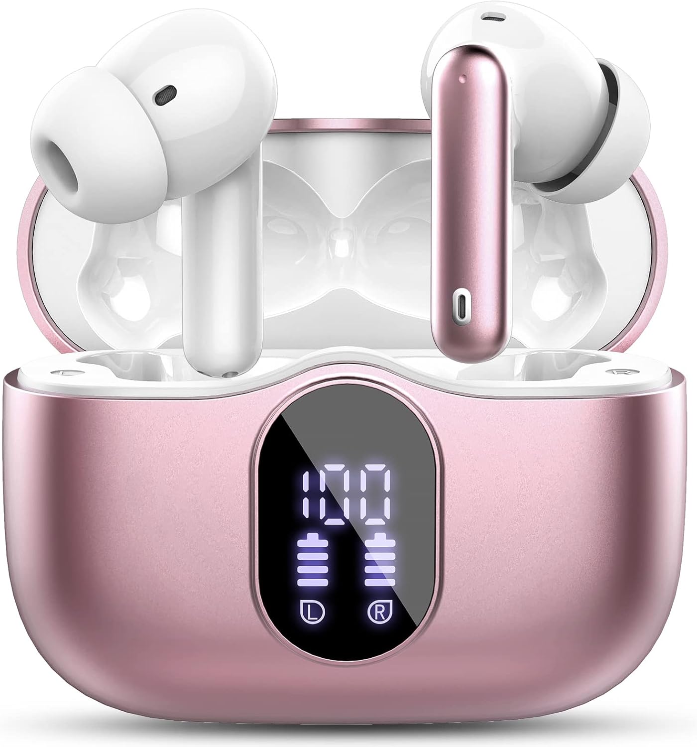 Btootos Auriculares Inalámbricos, Bluetooth 5.3 con HD Micrófono HiFi Estéreo Pantalla LED, Reducción de Ruido, 13 mm Controlador dinámico, IP7 Impermeable 36H Cascos Inalambricos - 6