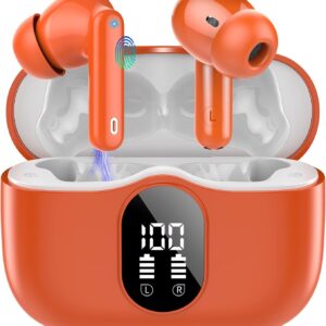 Btootos Auriculares Inalámbricos, Bluetooth 5.3 con HD Micrófono HiFi Estéreo Pantalla LED, Reducción de Ruido, 13 mm Controlador dinámico, IP7 Impermeable 36H Cascos Inalambricos