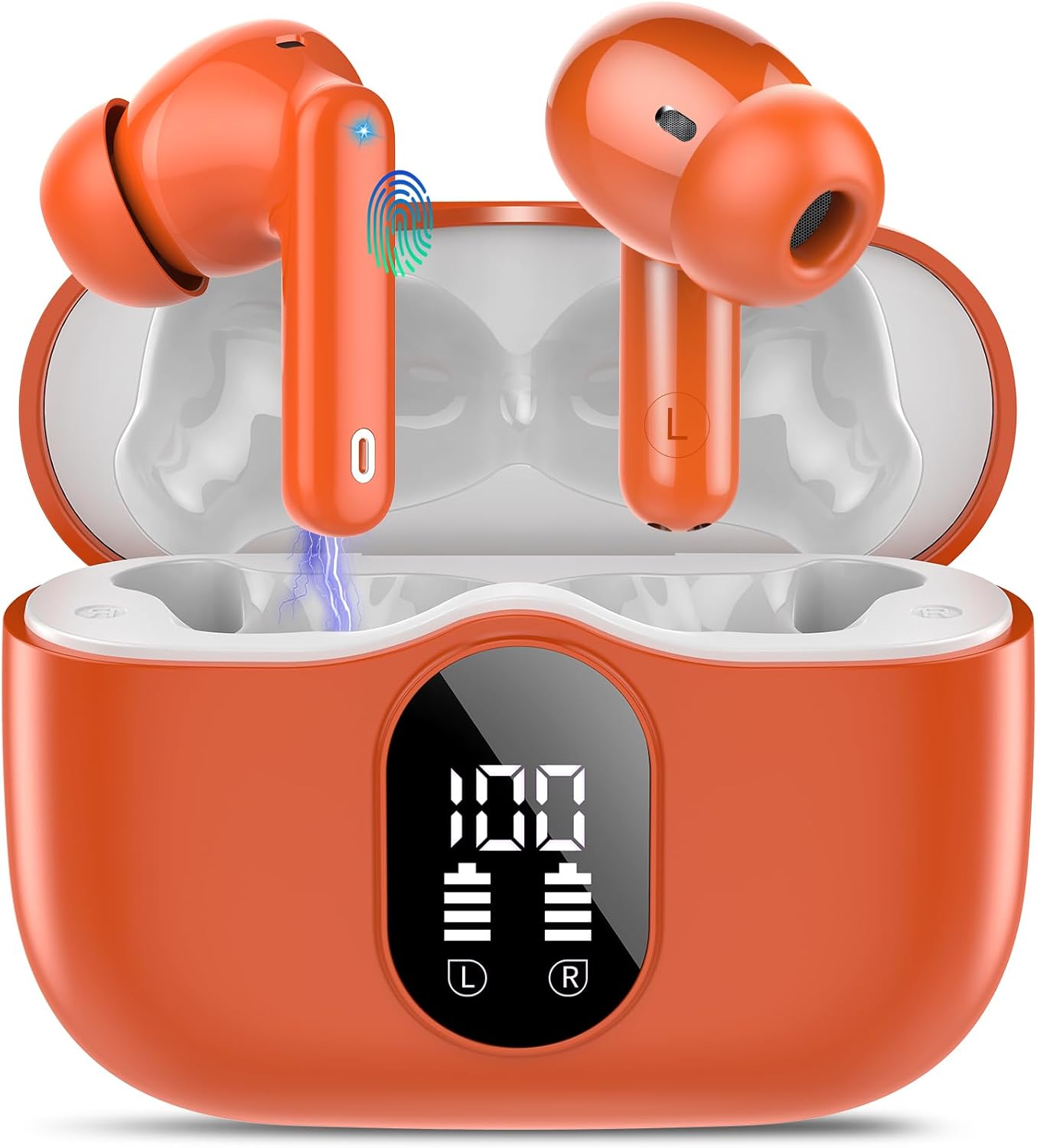 Btootos Auriculares Inalámbricos, Bluetooth 5.3 con HD Micrófono HiFi Estéreo Pantalla LED, Reducción de Ruido, 13 mm Controlador dinámico, IP7 Impermeable 36H Cascos Inalambricos - 1