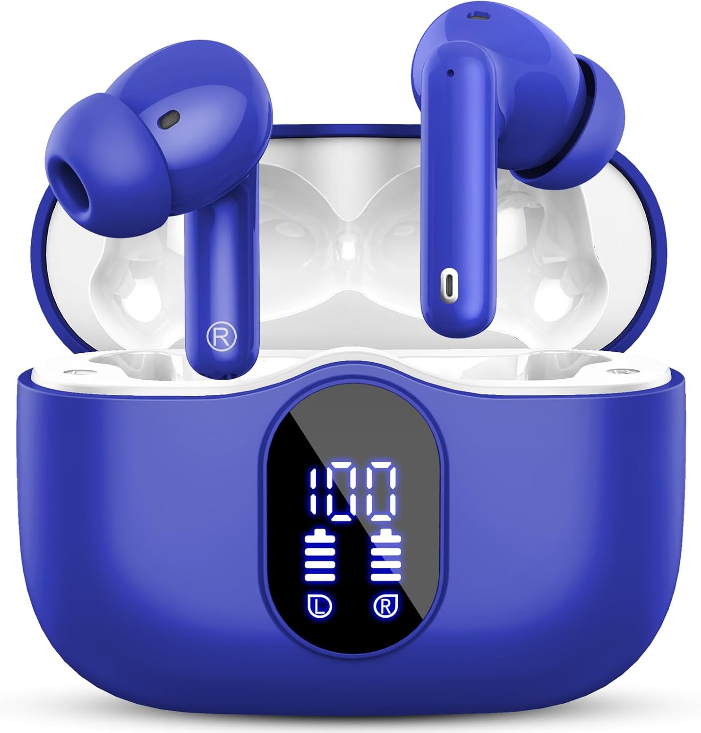 Btootos Auriculares Inalámbricos, Bluetooth 5.3 con HD Micrófono HiFi Estéreo Pantalla LED, Reducción de Ruido, 13 mm Controlador dinámico, IP7 Impermeable 36H Cascos Inalambricos - 1