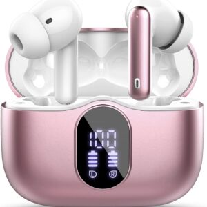 Btootos Auriculares Inalámbricos, Bluetooth 5.3 con HD Micrófono HiFi Estéreo Pantalla LED, Reducción de Ruido, 13 mm Controlador dinámico, IP7 Impermeable 36H Cascos Inalambricos