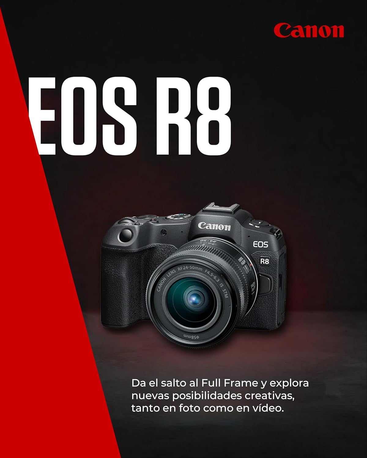 CANON EOS R8 Cámara Mirrorless + Objetivo RF 24-50 mm F4.5-6.3 IS STM, Cámara Evil Full Frame (24,2 MP) -6.5 EV, Vídeo 4K 60 fps, Dual Pixel CMOS AF II, Pantalla Táctil de Ángulo Variable, Negro - 2