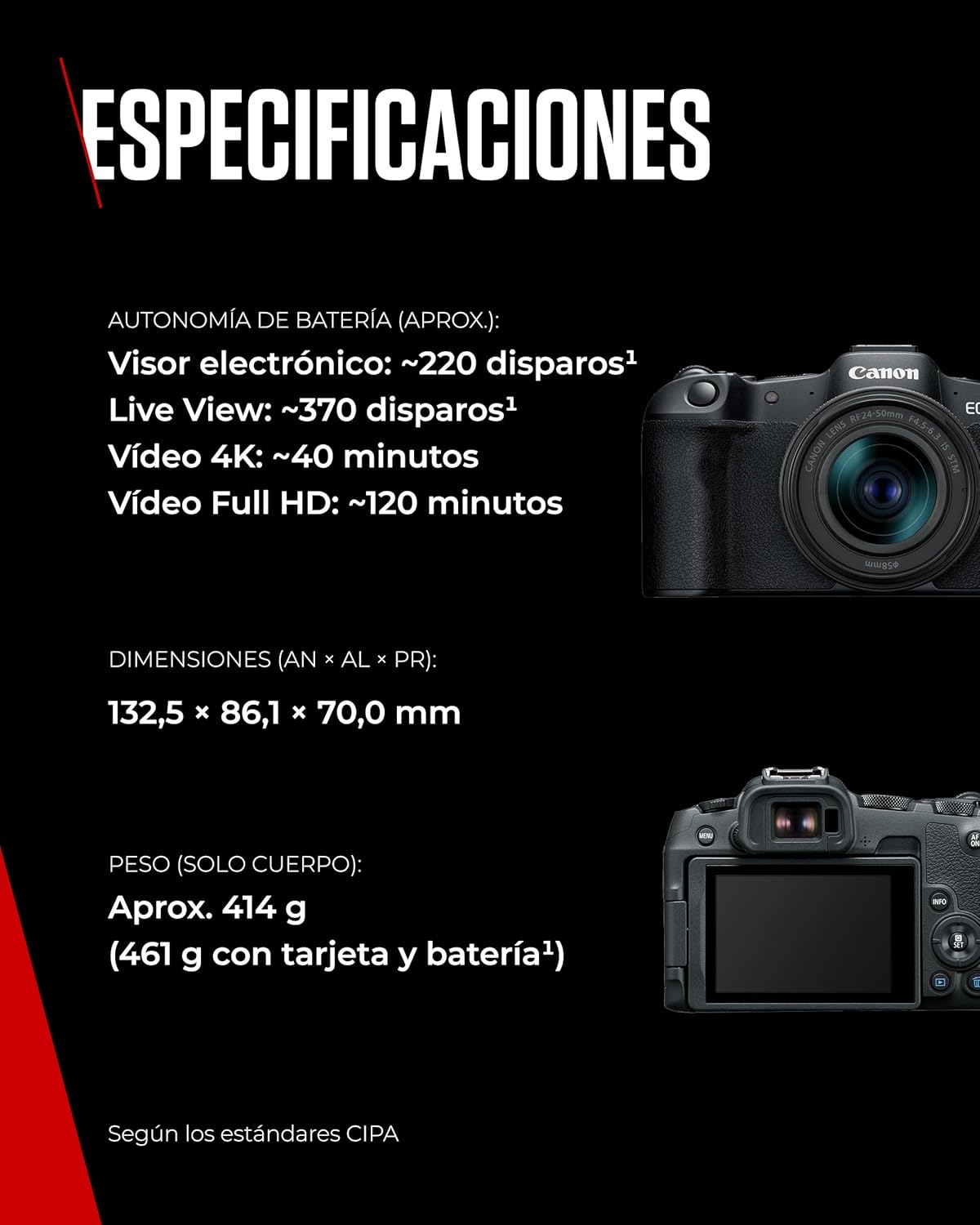 CANON EOS R8 Cámara Mirrorless + Objetivo RF 24-50 mm F4.5-6.3 IS STM, Cámara Evil Full Frame (24,2 MP) -6.5 EV, Vídeo 4K 60 fps, Dual Pixel CMOS AF II, Pantalla Táctil de Ángulo Variable, Negro - 6