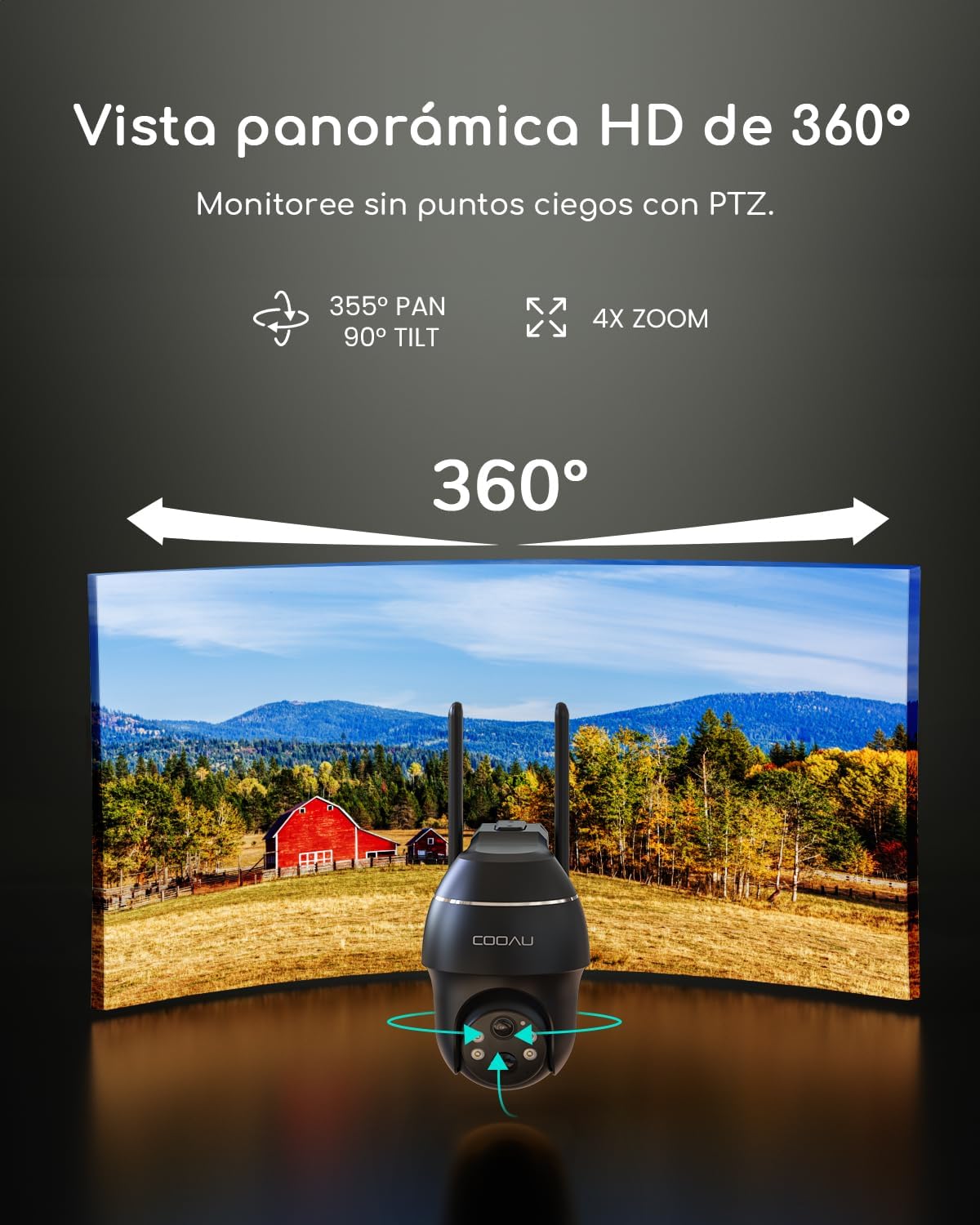 COOAU 4G LTE Cámara Vigilancia Exterior con Sim,2K 3MP QHD Camara 4G Solar sin Cable con Batería,PTZ 355°/90°,Visión Nocturna,PIR Detección de Movimiento,Audio de Dos Vías,Tarjeta SIM,Tarjeta SD - 6