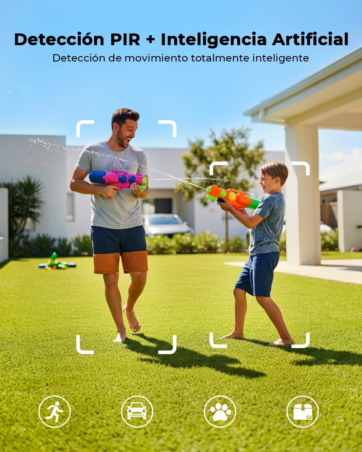 Camara Vigilancia WiFi Exterior Solar 2K sin Cables, Camara Solar con Batería Recargable, 360° PTZ Visión Nocturna Color, Sensor Movimiento PIR, IP66, Sin Suscripción (Blanco) - 5
