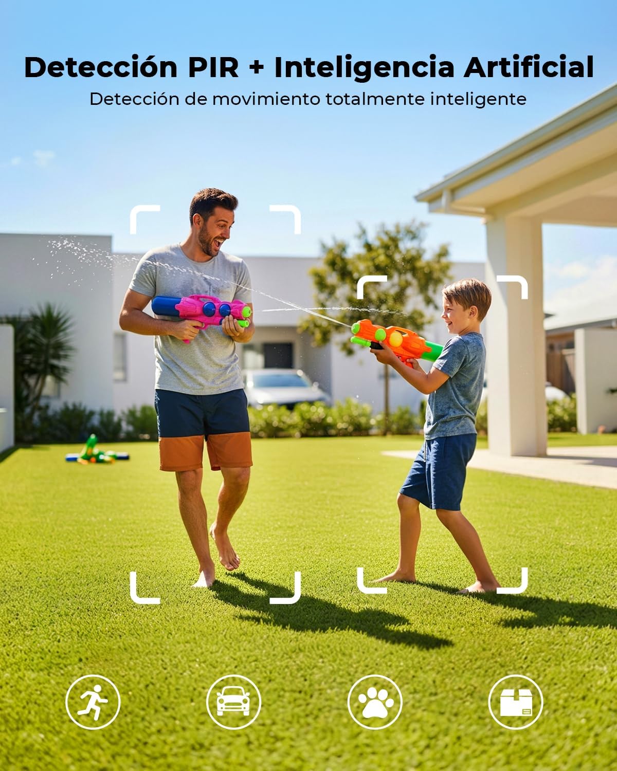 Camara Vigilancia WiFi Exterior Solar 2K sin Cables Pack 2, Camaras de Vigilancia para Dos Zonas, Panel Solar con Batería Recargable, 360° PTZ, Visión Nocturna Color, sin Suscripción (Negro) - 5