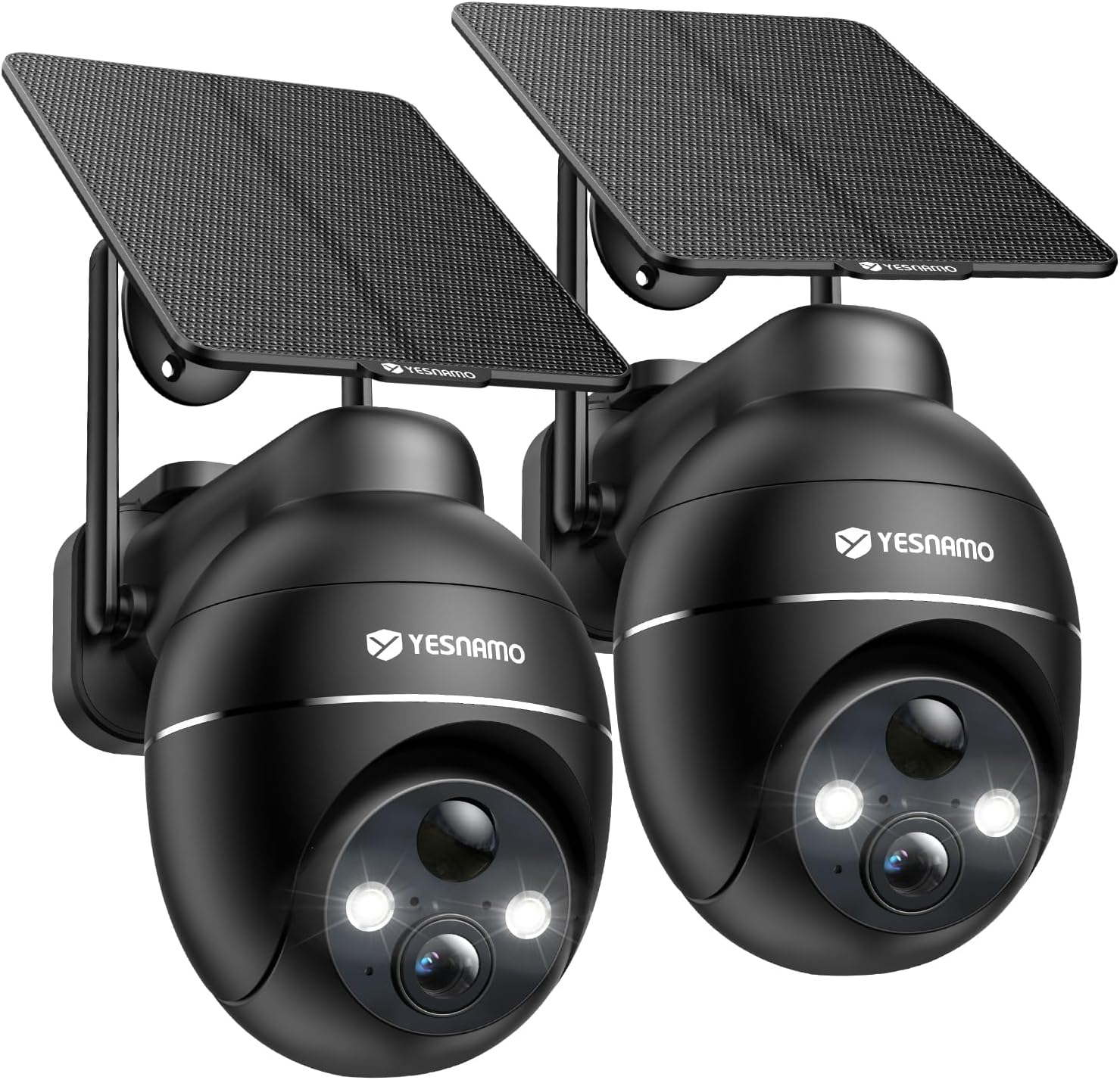 Camara Vigilancia WiFi Exterior Solar 2K sin Cables Pack 2, Camaras de Vigilancia para Dos Zonas, Panel Solar con Batería Recargable, 360° PTZ, Visión Nocturna Color, sin Suscripción (Negro) - 1