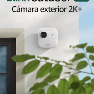 Cámara exterior 2K+ Blink (última generación) — cámara de seguridad inteligente inalámbrica, resolución de vídeo 2K, módulo de sincronización básico Incluido: sistema de 1 cámara, Blanco